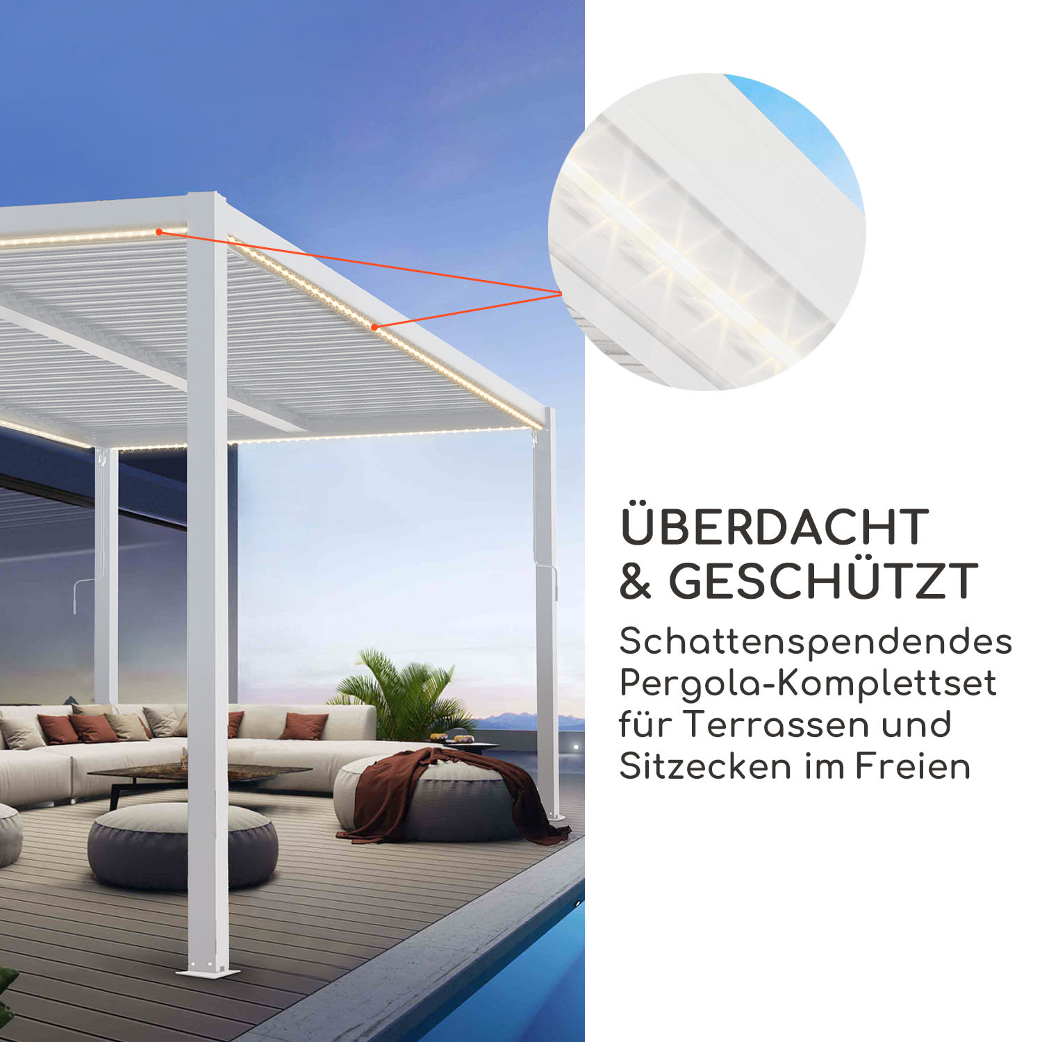 Pantheon Climax Ambient 3x4 m 4 Eckpfosten bioklimatisches Dach 3 x 4 m | Weiß