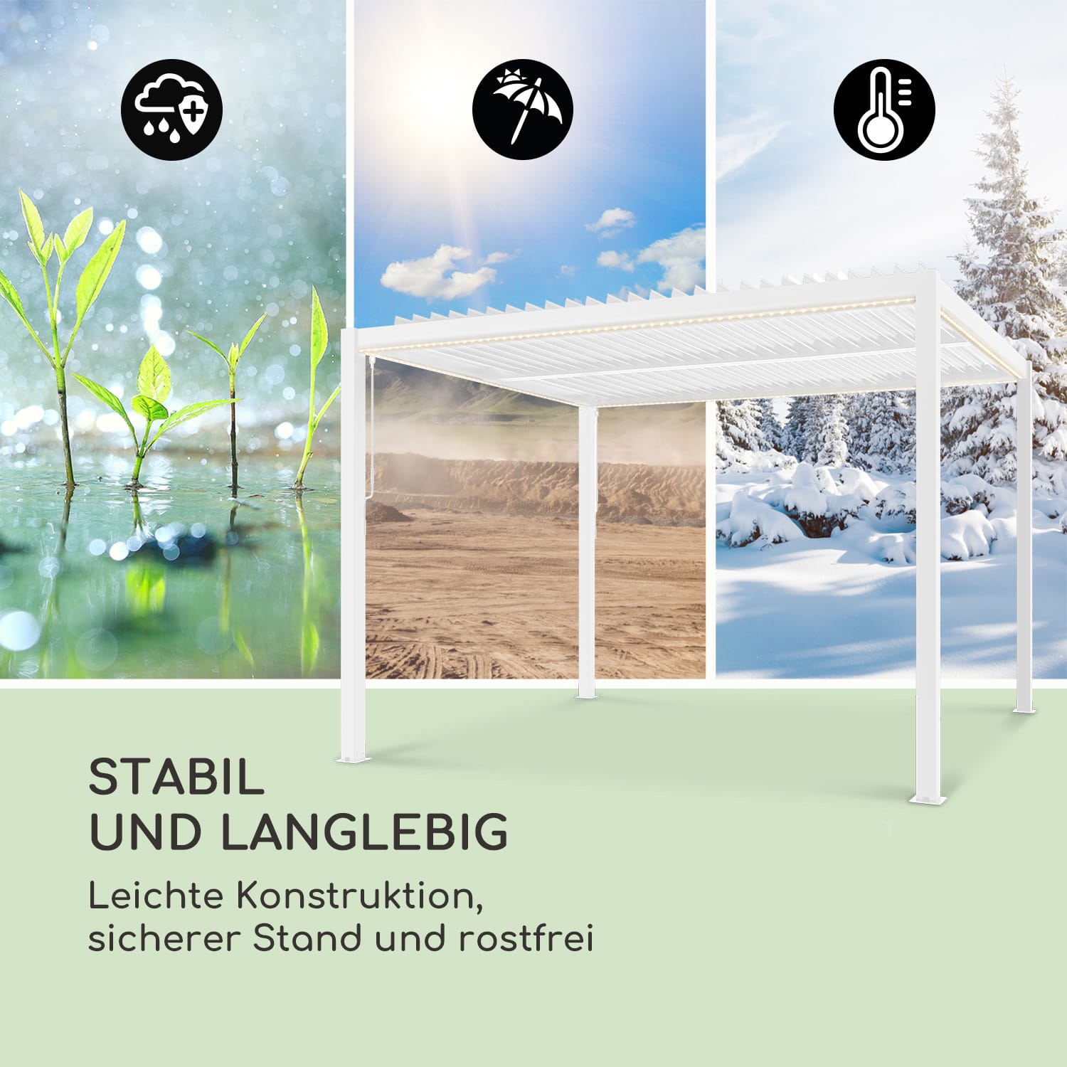 Pantheon Climax Ambient 3x4 m 4 Eckpfosten bioklimatisches Dach 3 x 4 m | Weiß