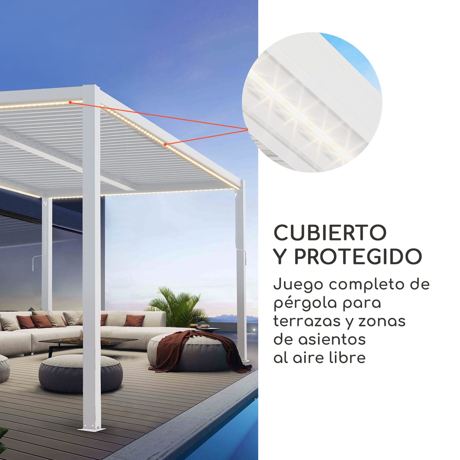 Pantheon Climax Ambient 3x4 m 4 esquineros Techo bioclimático 3 x 4 m | Blanco