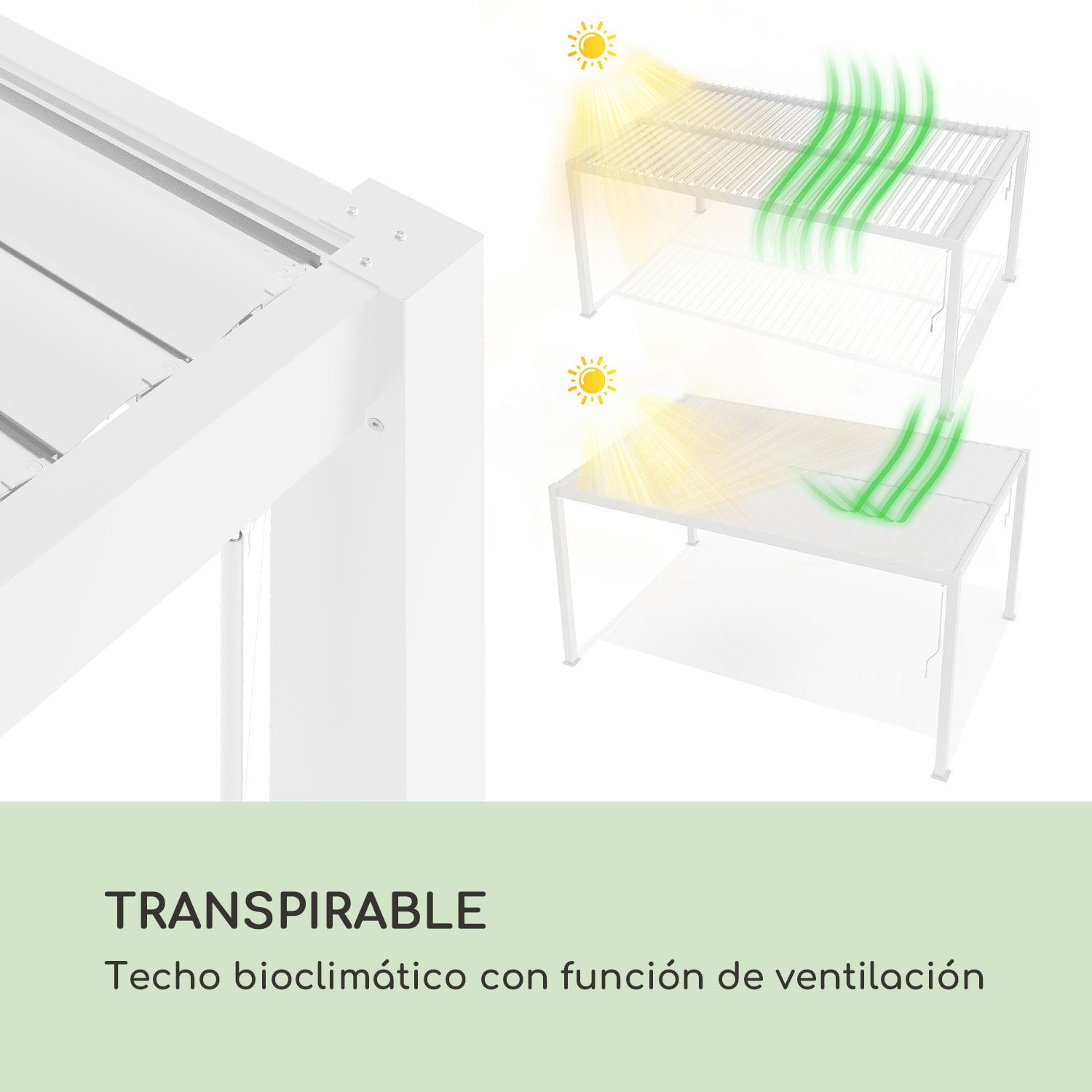 Pantheon Climax Ambient 3x4 m 4 esquineros Techo bioclimático 3 x 4 m | Blanco