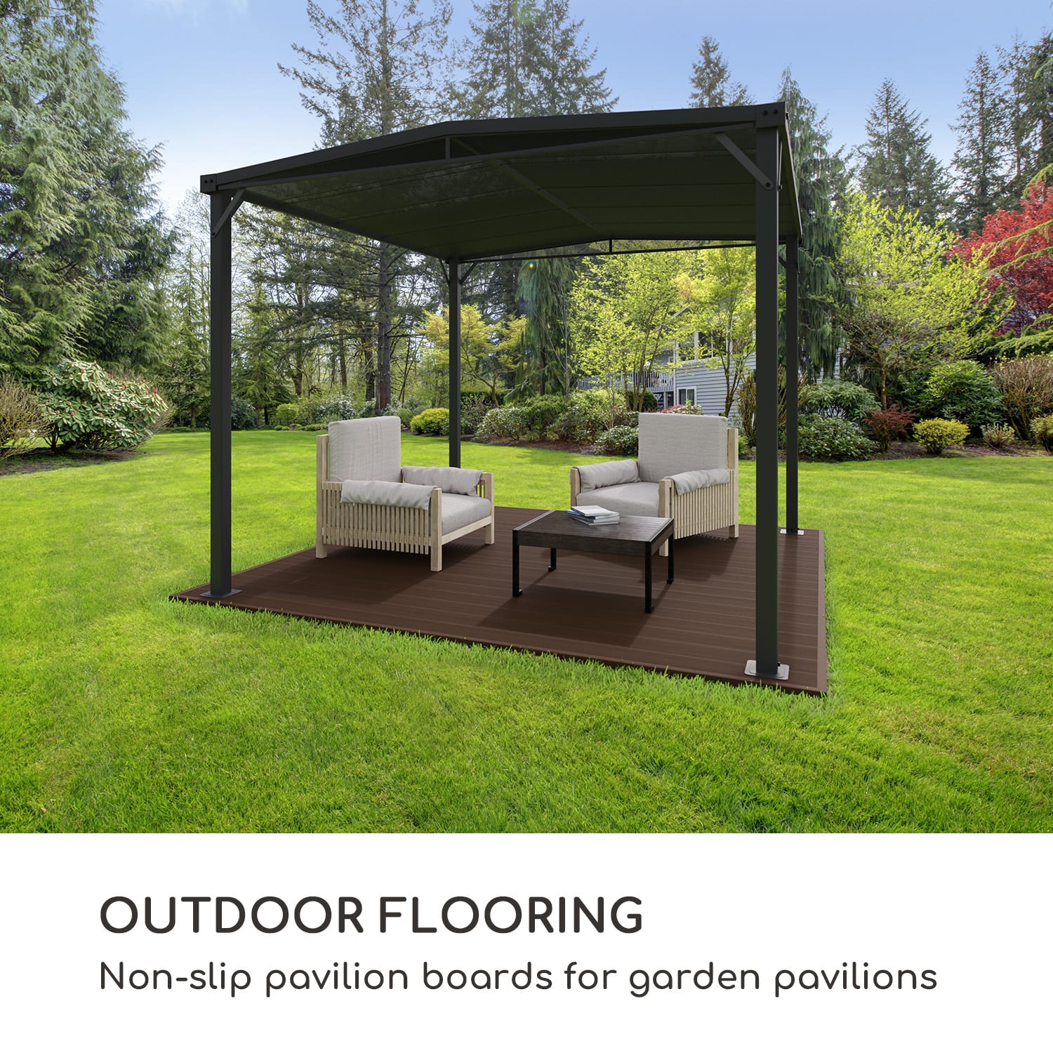 Pantheon Solid Ground paviljoen vloer 3x3 m composiet materiaal 3 x 3 m | Earth Brown