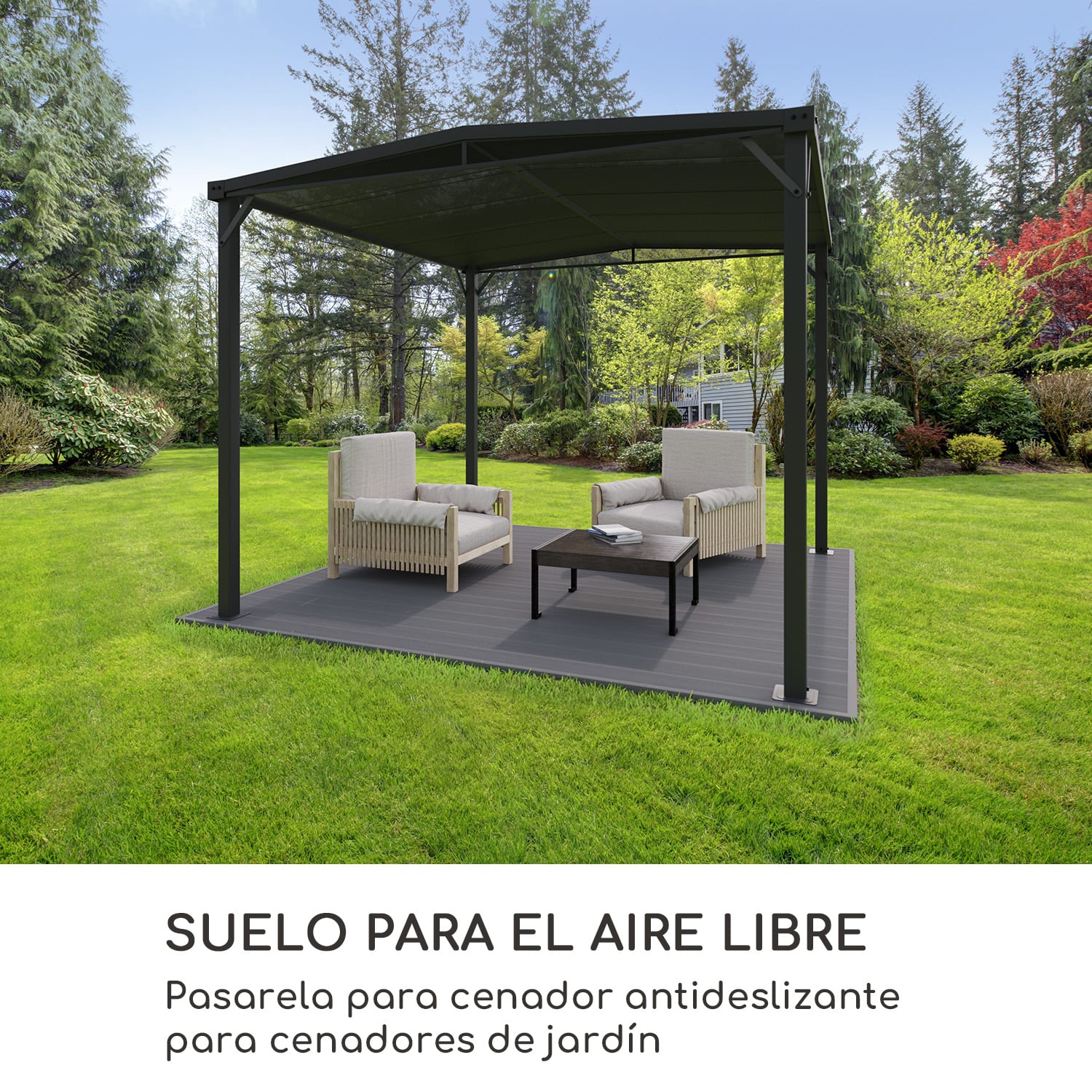 Pantheon Solid Ground Pabellón Tablas 3x3 m Composite 3 x 3 m | Gris Oscuro