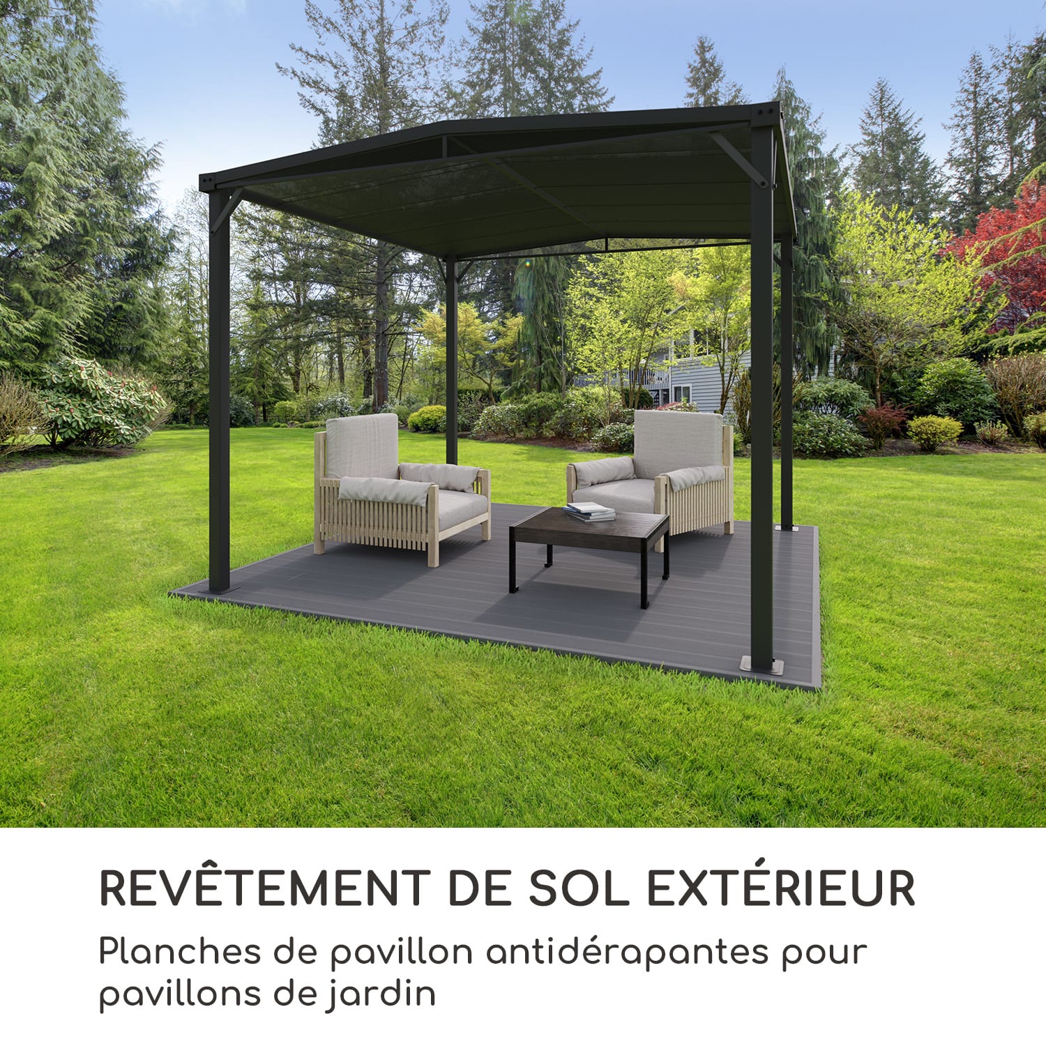 Pantheon Solid Ground planches de pergola 3x3 m composite 3 x 3 m | Gris Foncé
