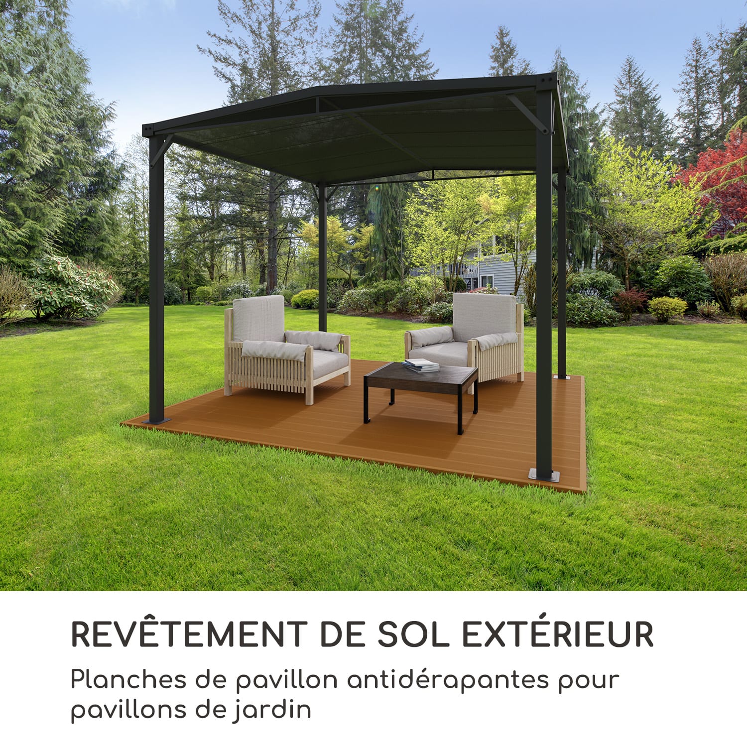 Pantheon Solid Ground planches de pergola 3x3 m composite 3 x 3 m | Tabac