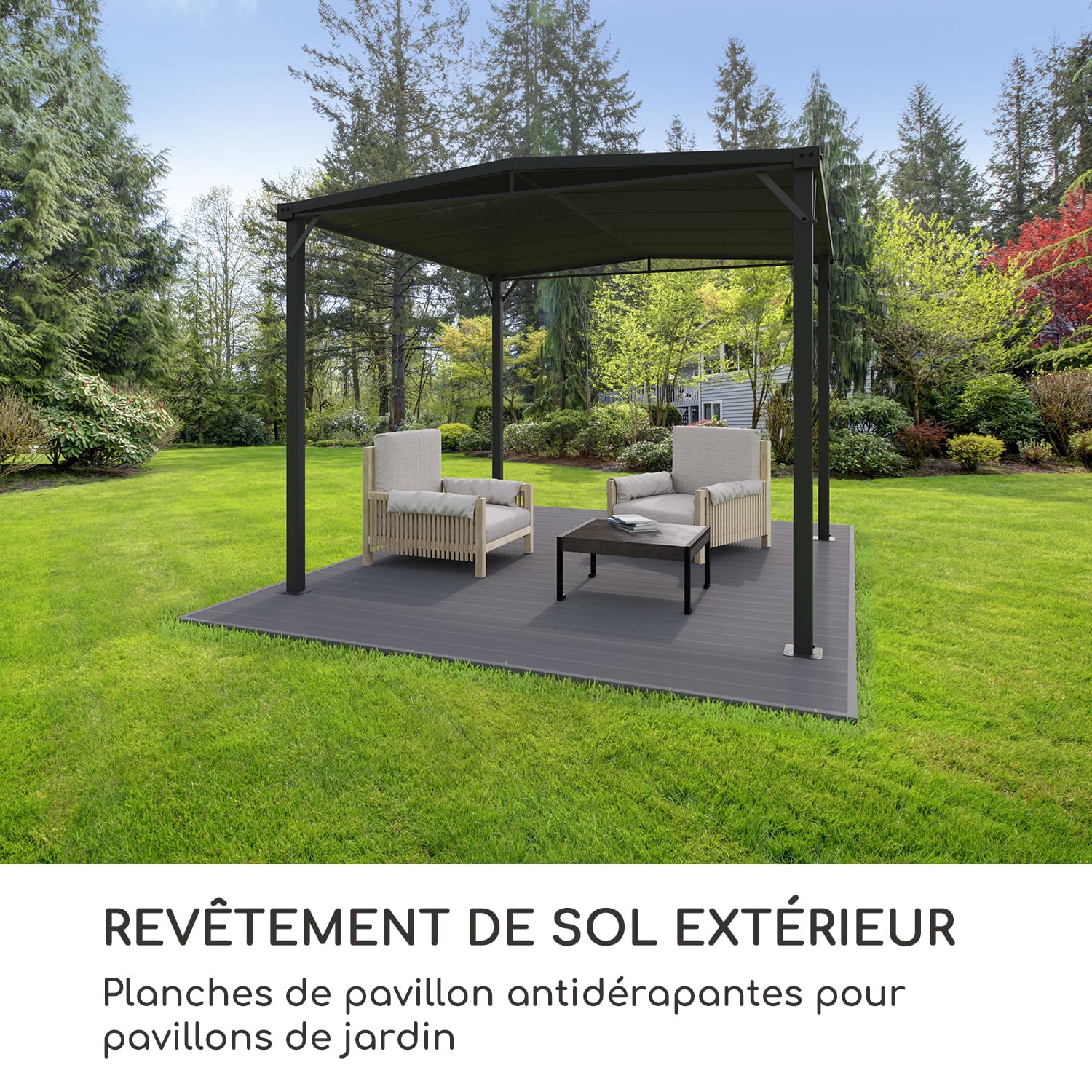 Pantheon Solid Ground lames de pergola 3x4 m Composite 3 x 4 m | Gris Foncé