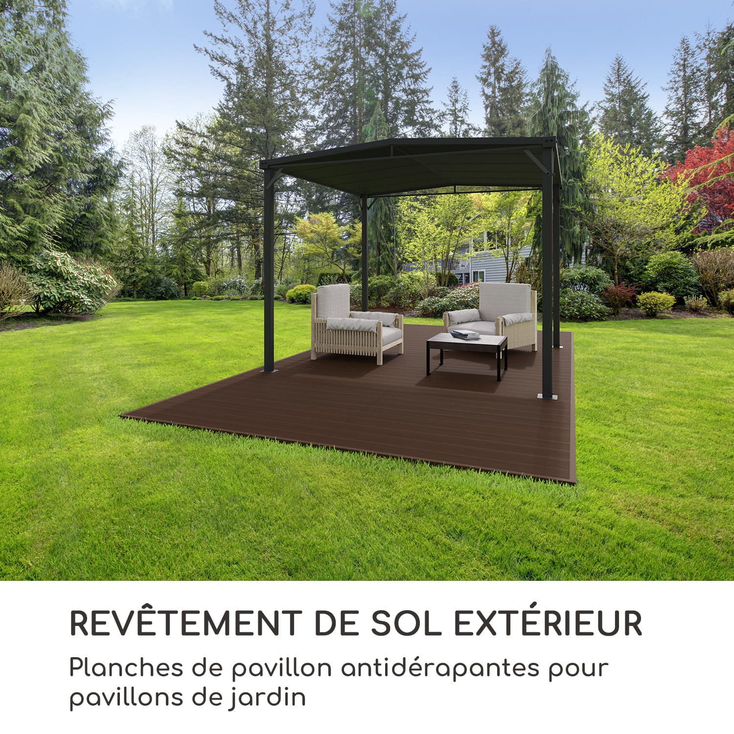 Pantheon Solid Ground planches de pergola 3x6 m composite 3 x 6 m | Brun Terre