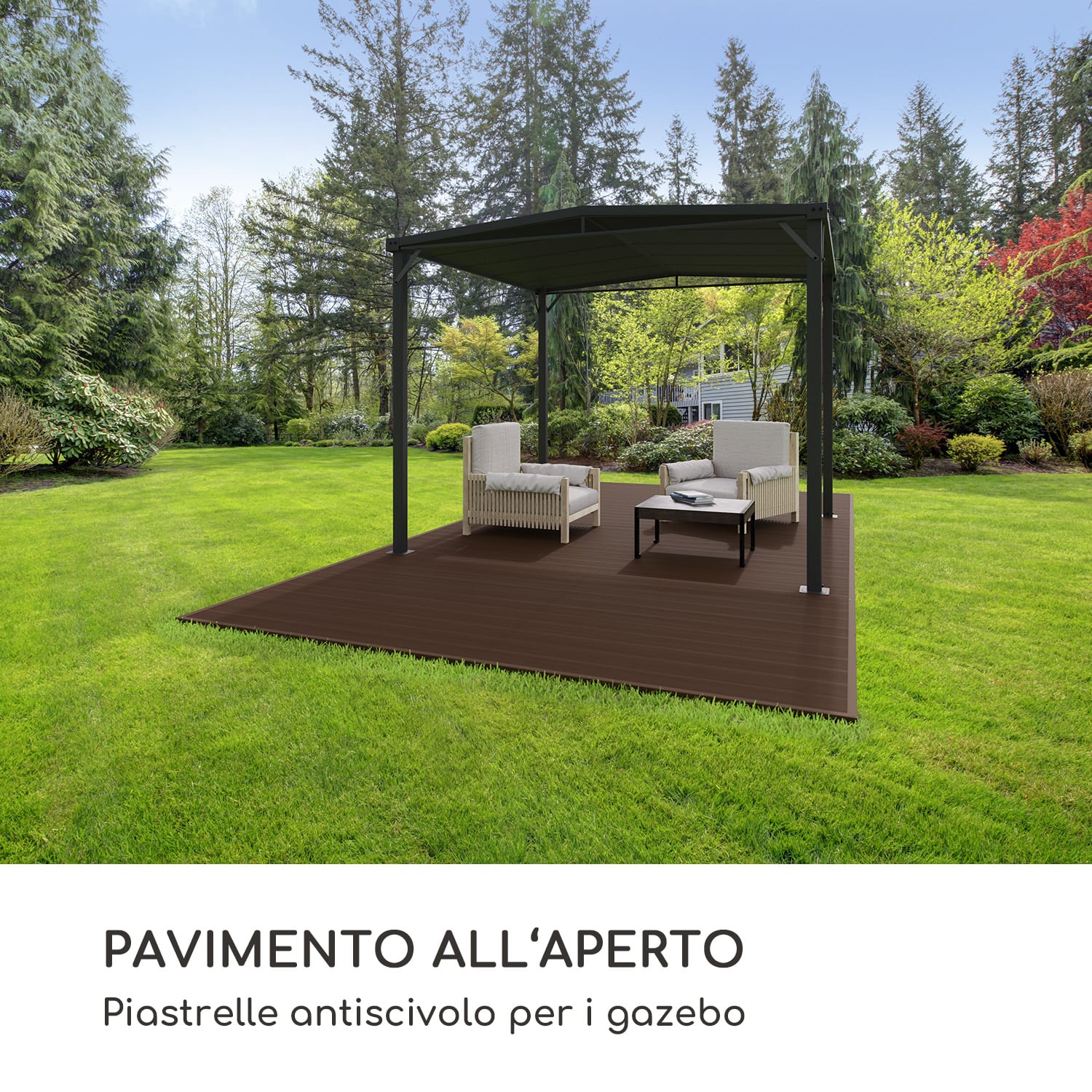 Pantheon Solid Ground, tavole per gazebo, 3x6 m, materiale composito 3 x 6 m | Terra Marrone