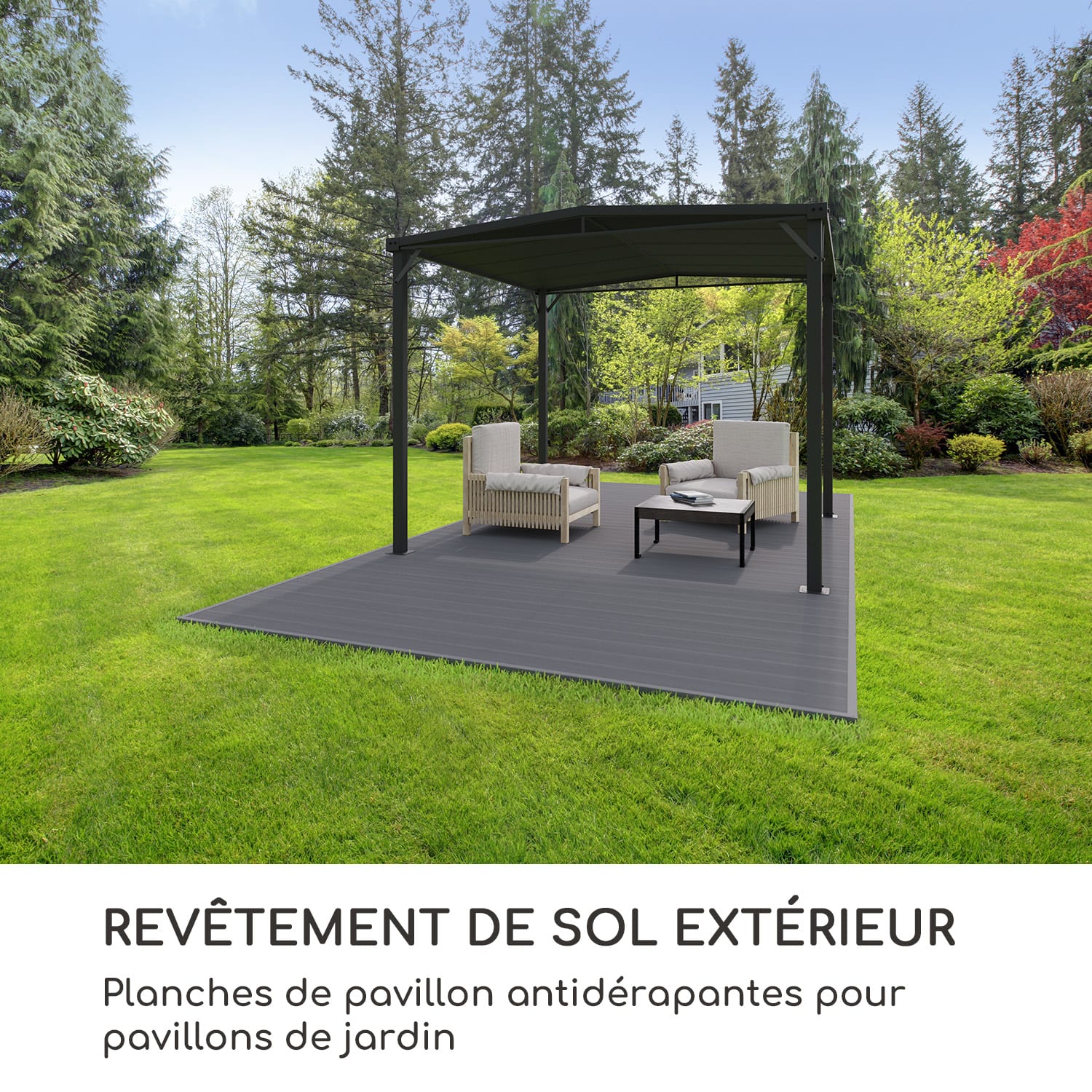 Pantheon Solid Ground planches de pergola 3x6 m composite 3 x 6 m | Gris Foncé