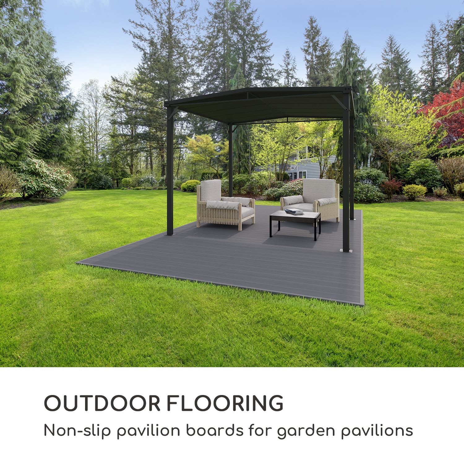 Pantheon Solid Ground, под за павилион, 3 × 6 m, композитен материал 3 x 6 m | Тъмно сиво
