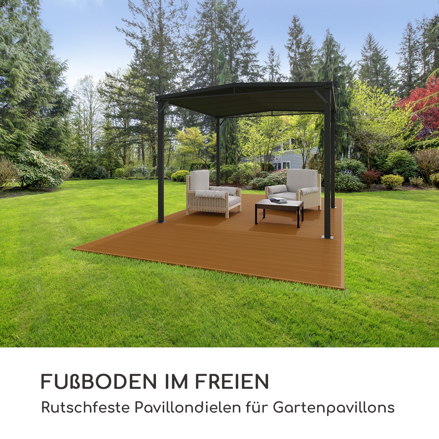Pantheon Solid Ground Pavillondielen 3x6 m Verbundstoff 3 x 6 m | Tabak