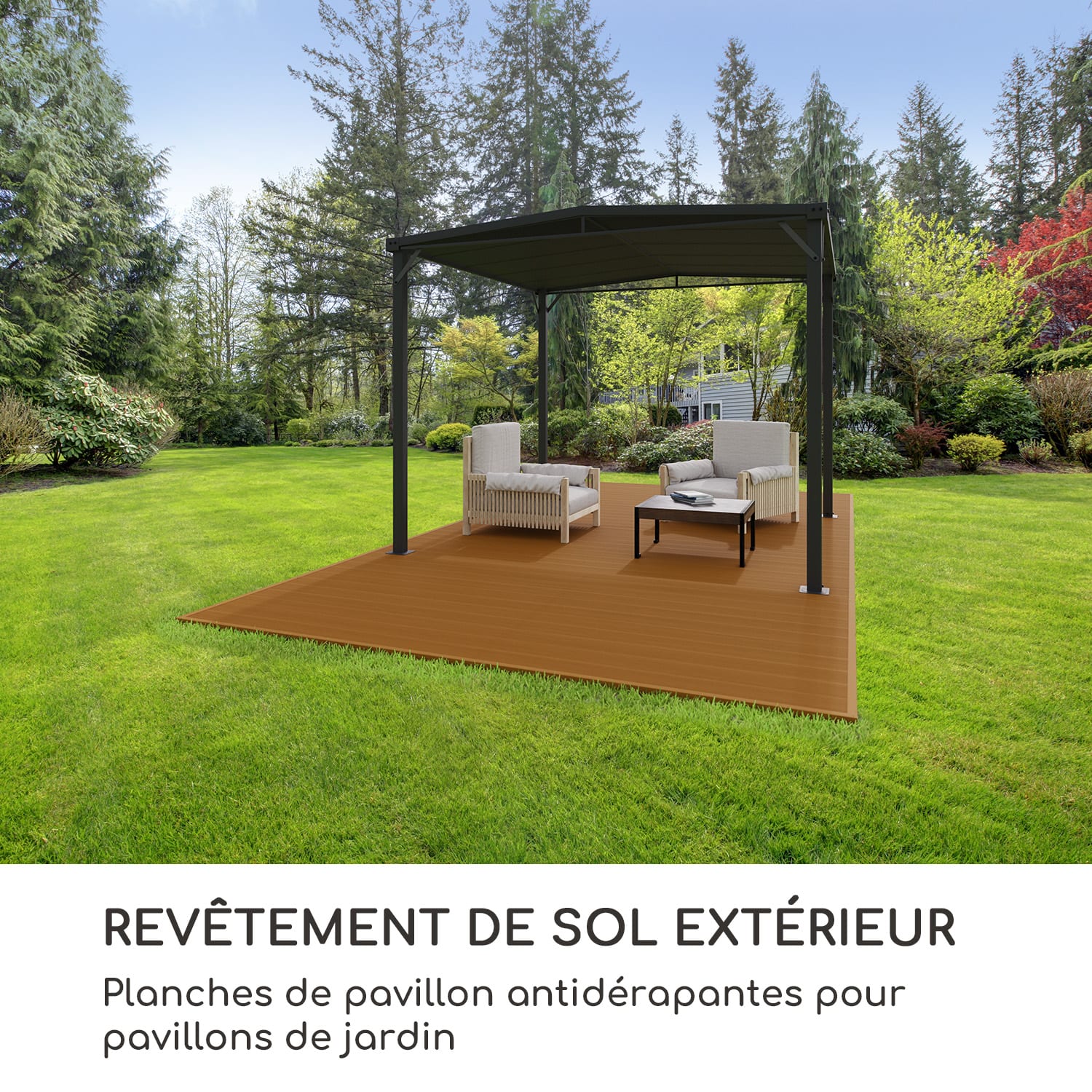 Pantheon Solid Ground planches de pergola 3x6 m composite 3 x 6 m | Tabac