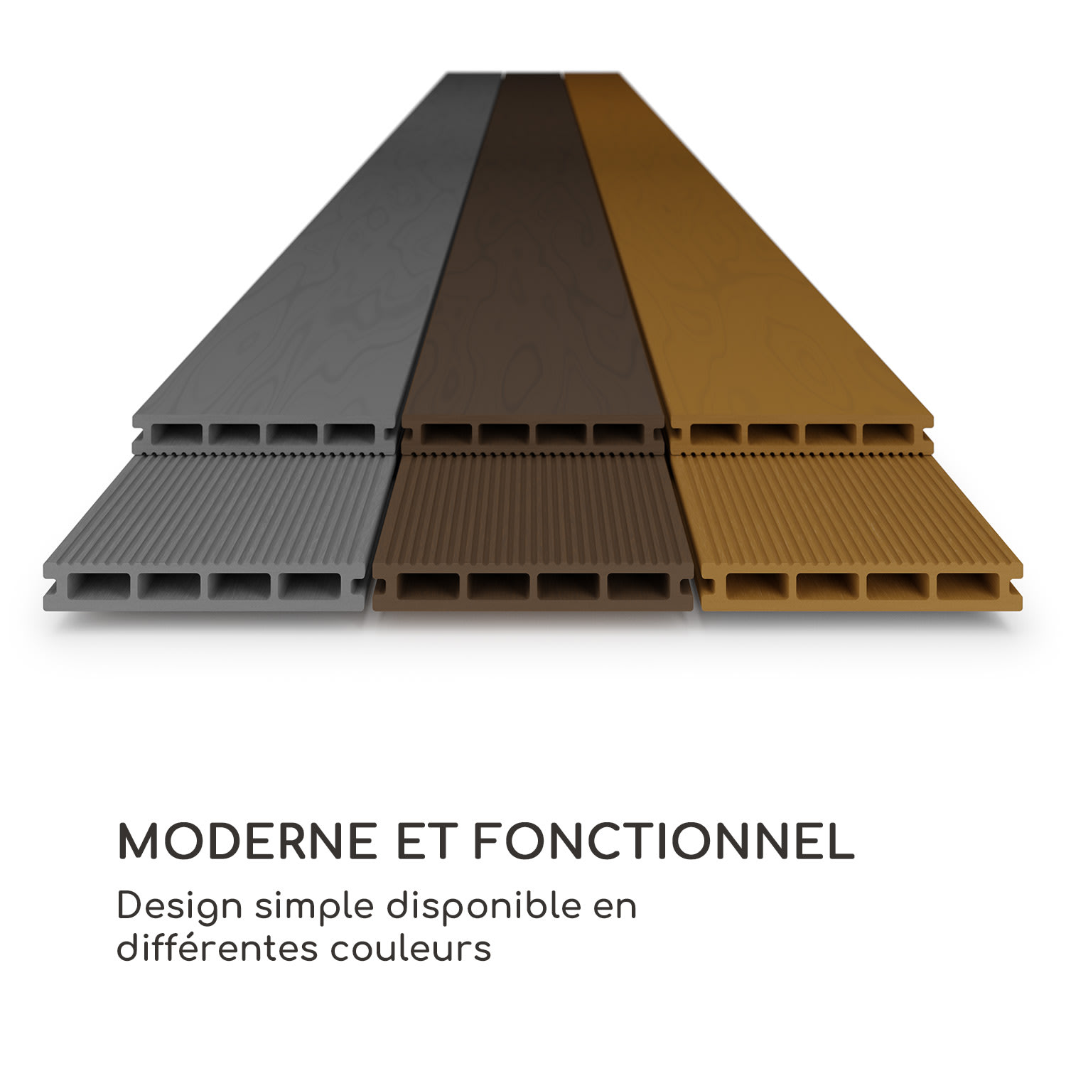 Pantheon Solid Ground planches de pergola 3x6 m composite 3 x 6 m | Tabac