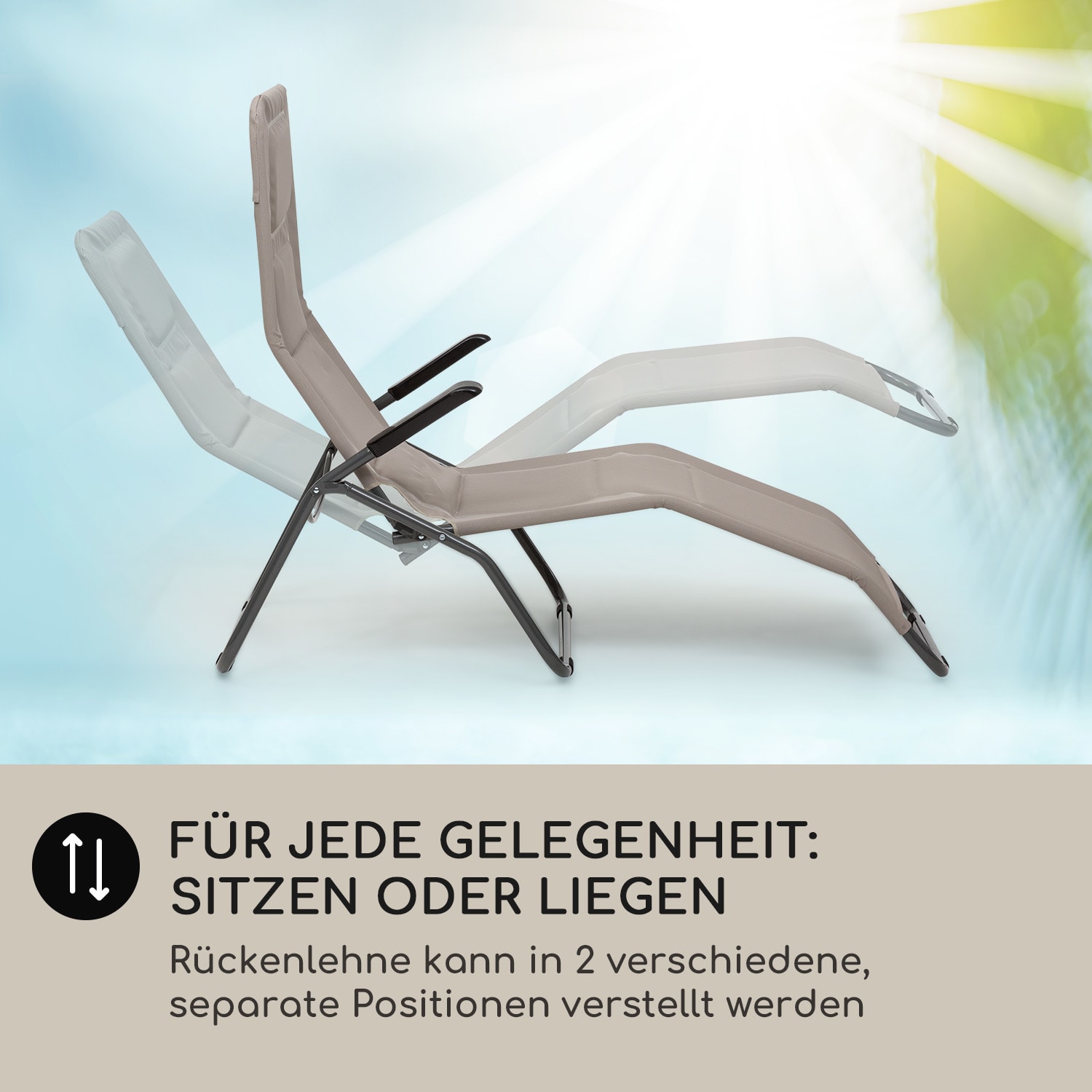 Vitello Noble Sonnenliege 70x110x140cm atmungsaktiv wetterfest faltbar 