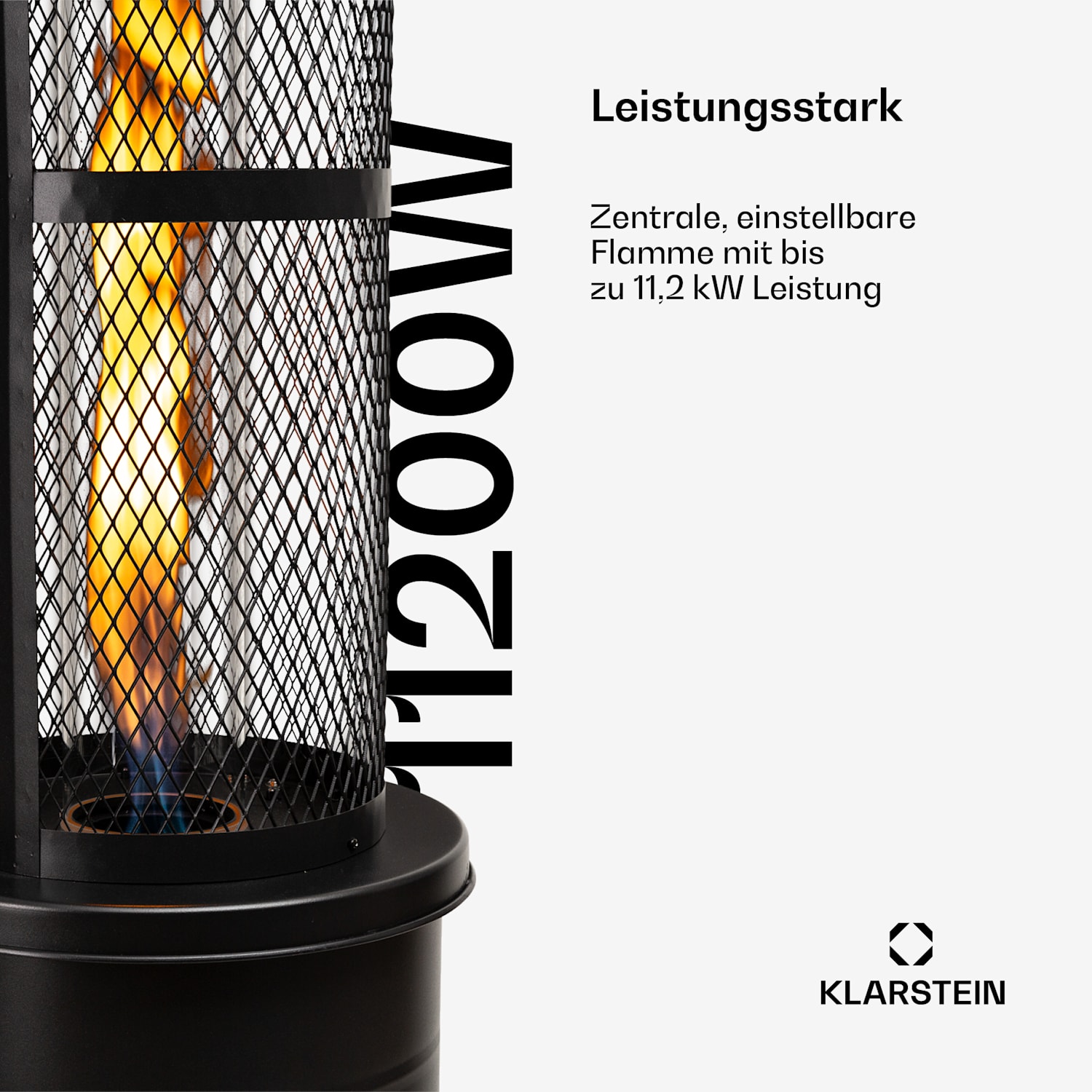 Goldflame Terrassenheizstrahler Gasheizer 11,2 kW Temperglas mobil Edelstahl Schwarz