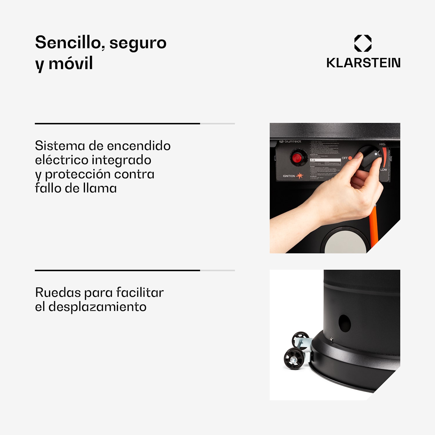 Goldflame calefactor de terraza calefacción a gas 11,2 kW vidrio templado móvil acero inoxidable 