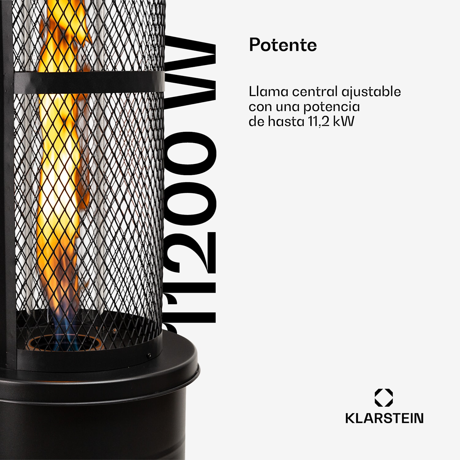 Goldflame calefactor de terraza calefacción a gas 11,2 kW vidrio templado móvil acero inoxidable 