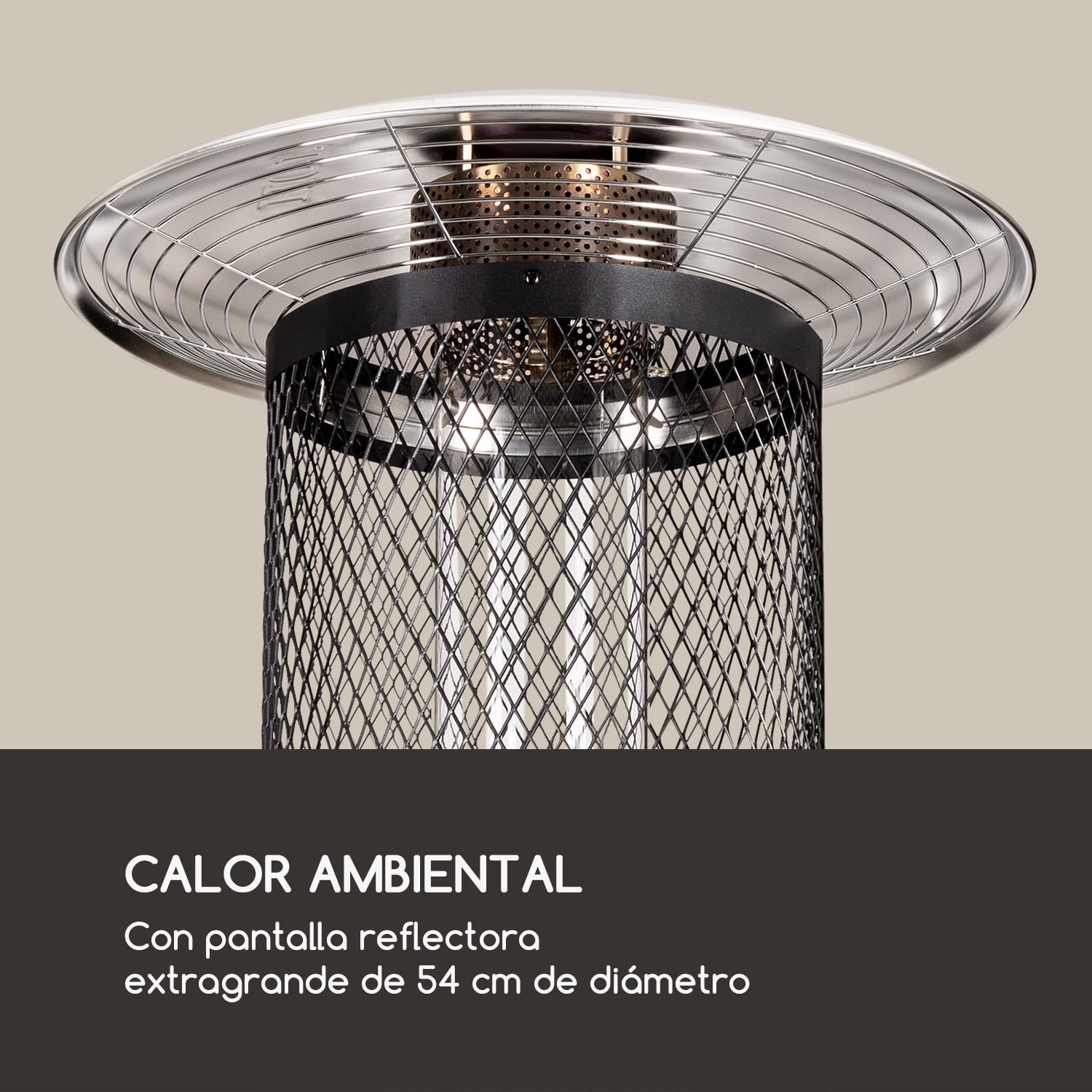 Goldflame calefactor de terraza calefacción a gas 11,2 kW vidrio templado móvil acero inoxidable Negro