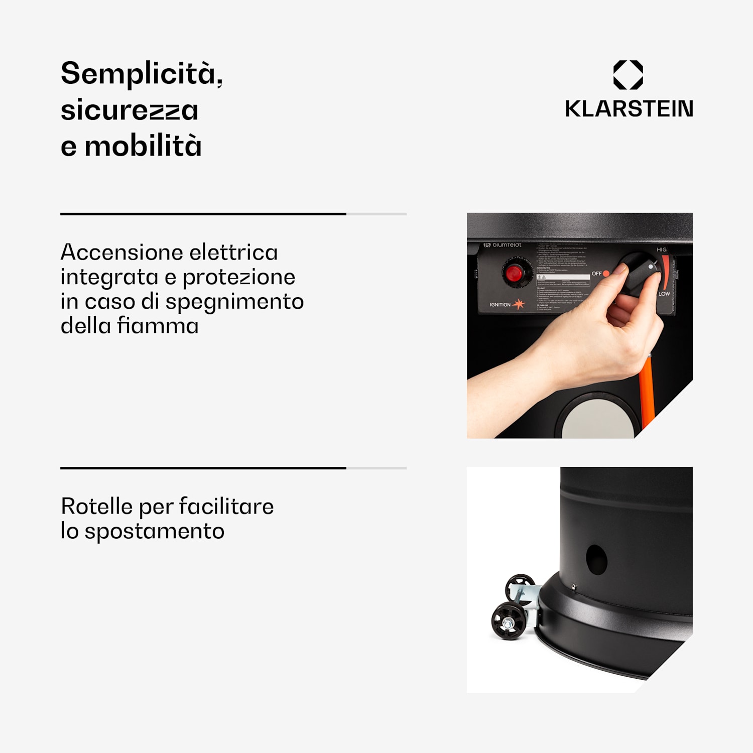 Goldflame riscaldatore a gas per terrazza 11,2 kW vetro temperato mobile in acciaio inox Nero