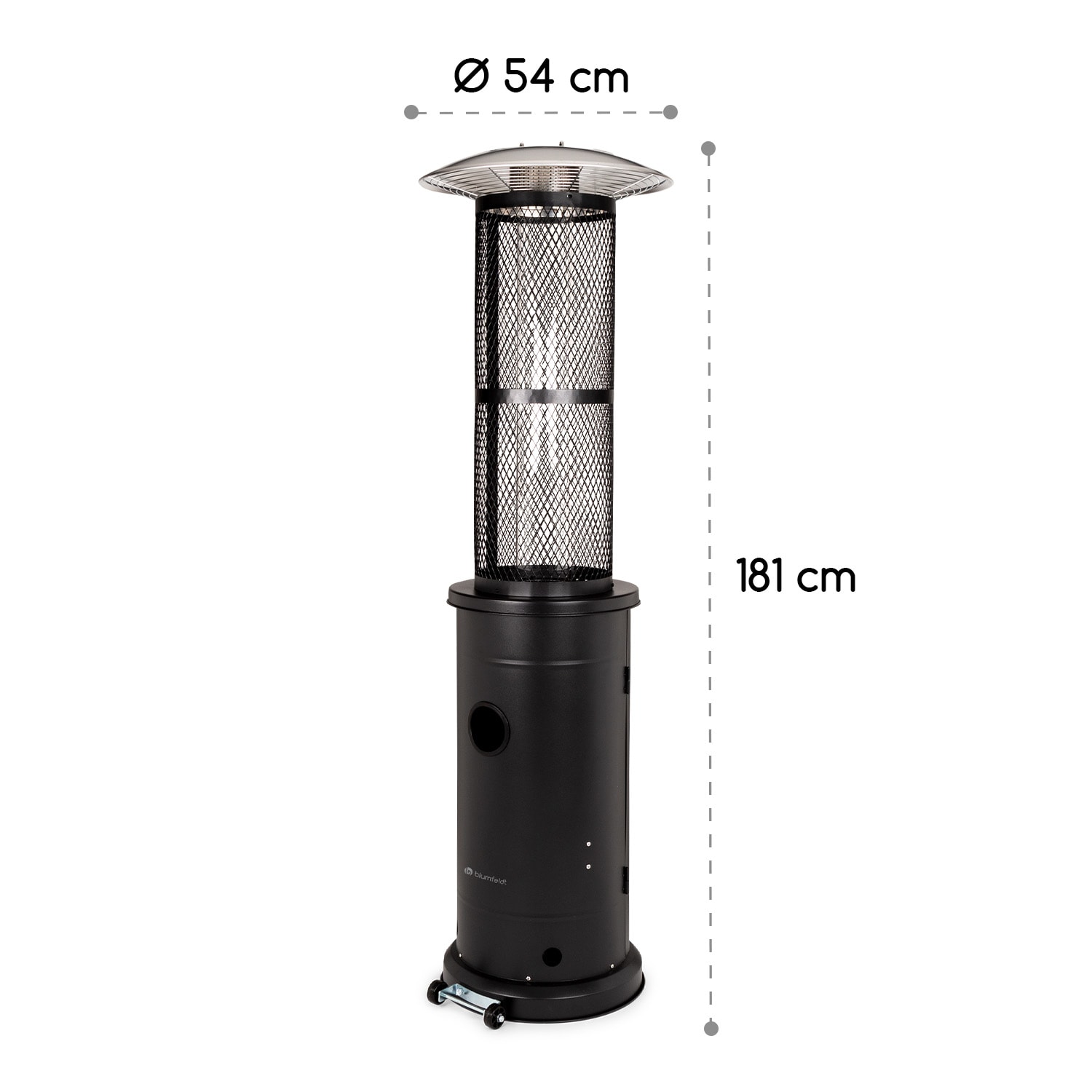 Goldflame calefactor de terraza calefacción a gas 11,2 kW vidrio templado móvil acero inoxidable Negro