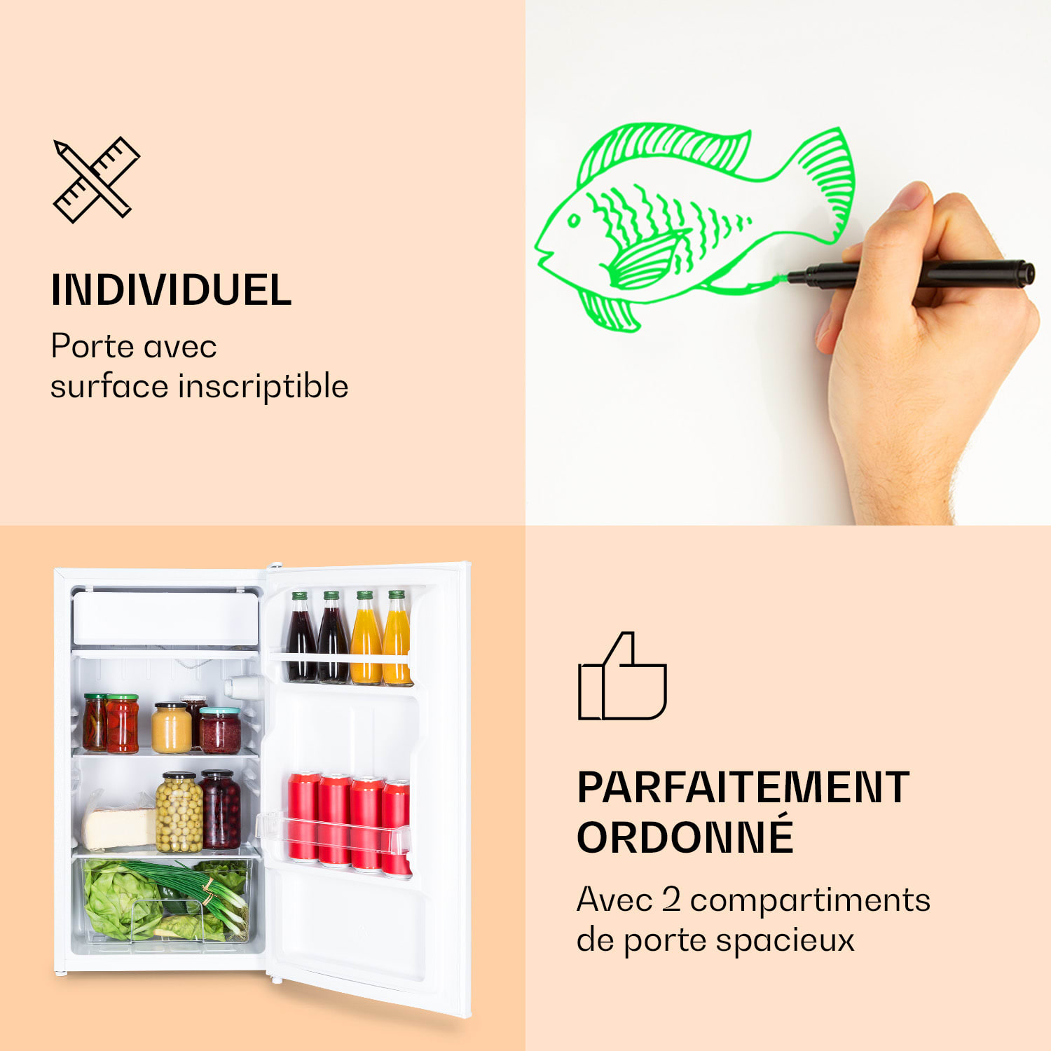 Spitzbergen 83 réfrigérateur 76 litres Compartiment congélateur plus de 7 litres 2 clayettes 83 L | Blanc