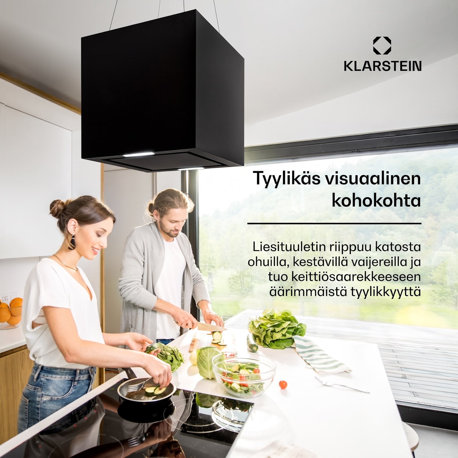 Kronleuchter saarekeliesituuletin 596m³/h LED-paneeli EEK A 44 cm | Musta