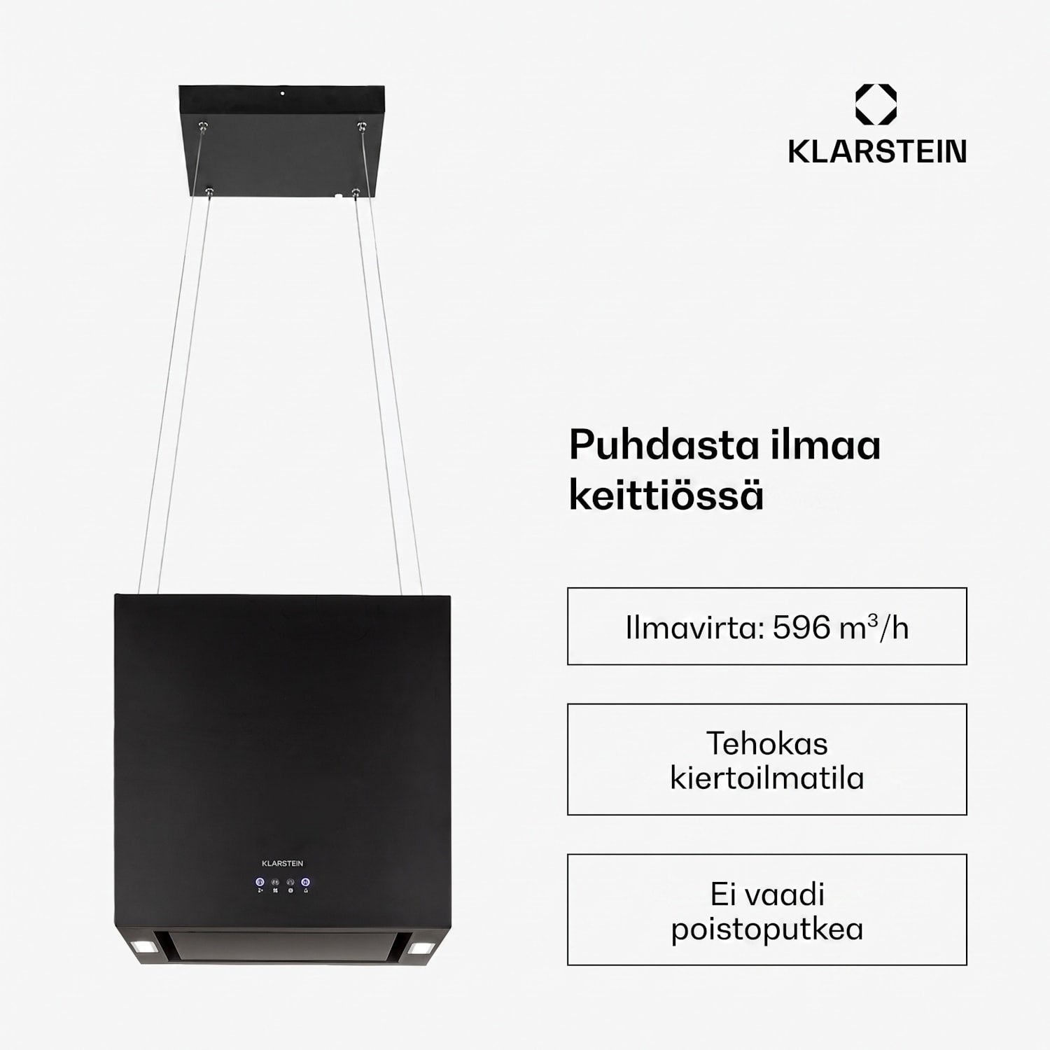 Kronleuchter saarekeliesituuletin 596m³/h LED-paneeli EEK A 44 cm | Musta