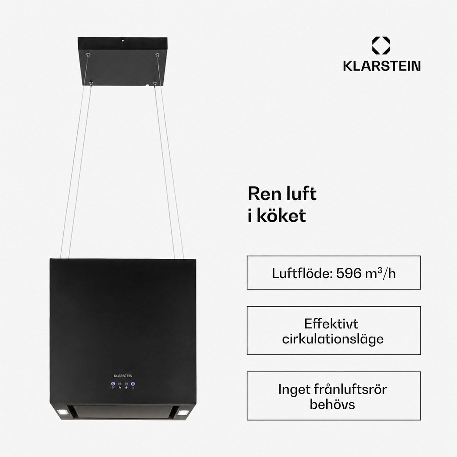 Kronleuchter Frihängande köksfläkt 596m³/h LED-panel EK A 