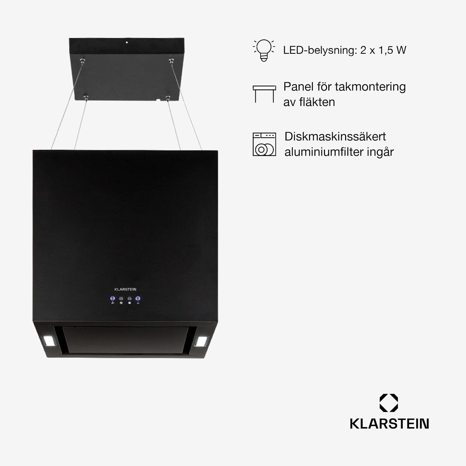 Kronleuchter Frihängande köksfläkt 596m³/h LED-panel EK A 