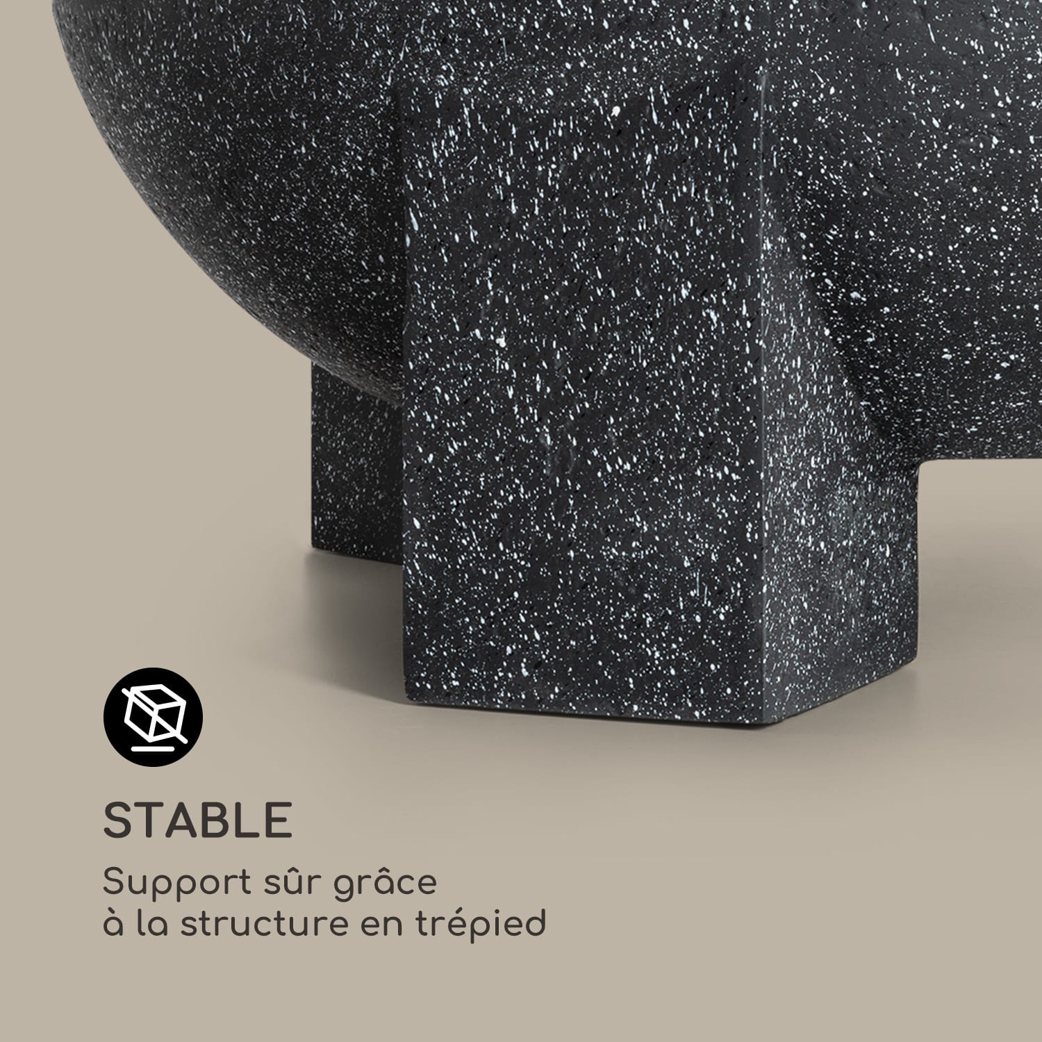 Troja braséro barbecue Ø 75 cm avec pare-étincelles en acier en pierre artificielle MgO résistante au feu Granit Gris Foncé
