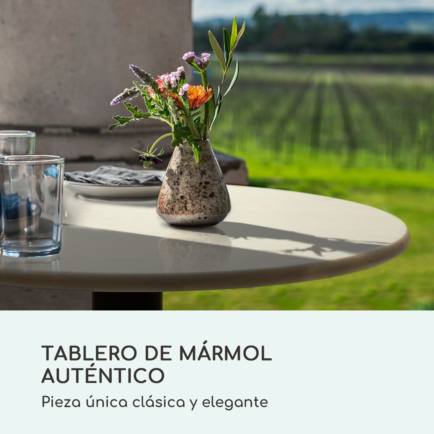 Patras Pearl Mesa de bistró Modernismo Mármol Ø 60 cm Alto: 75 cm Hierro fundido Negro / Mármol Blanco
