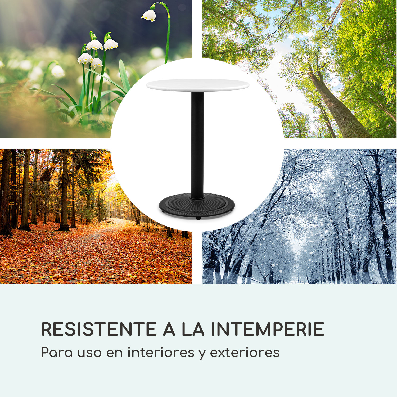 Patras Pearl Mesa de bistró Modernismo Mármol Ø 60 cm Alto: 75 cm Hierro fundido Negro / Mármol Blanco