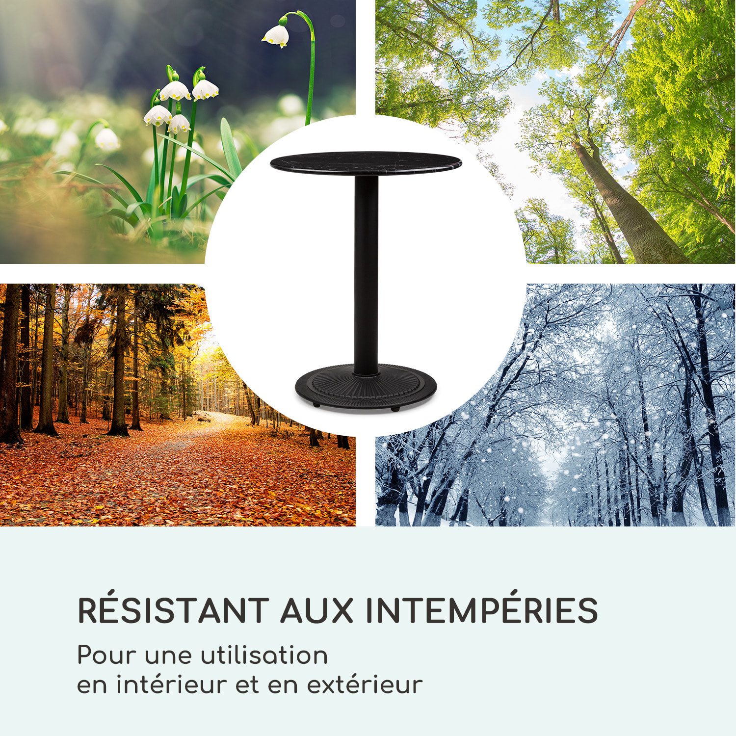 Patras Pearl Table bistrot Art Nouveau Marbre Ø 60 cm H 75 cm Fonte d'acier