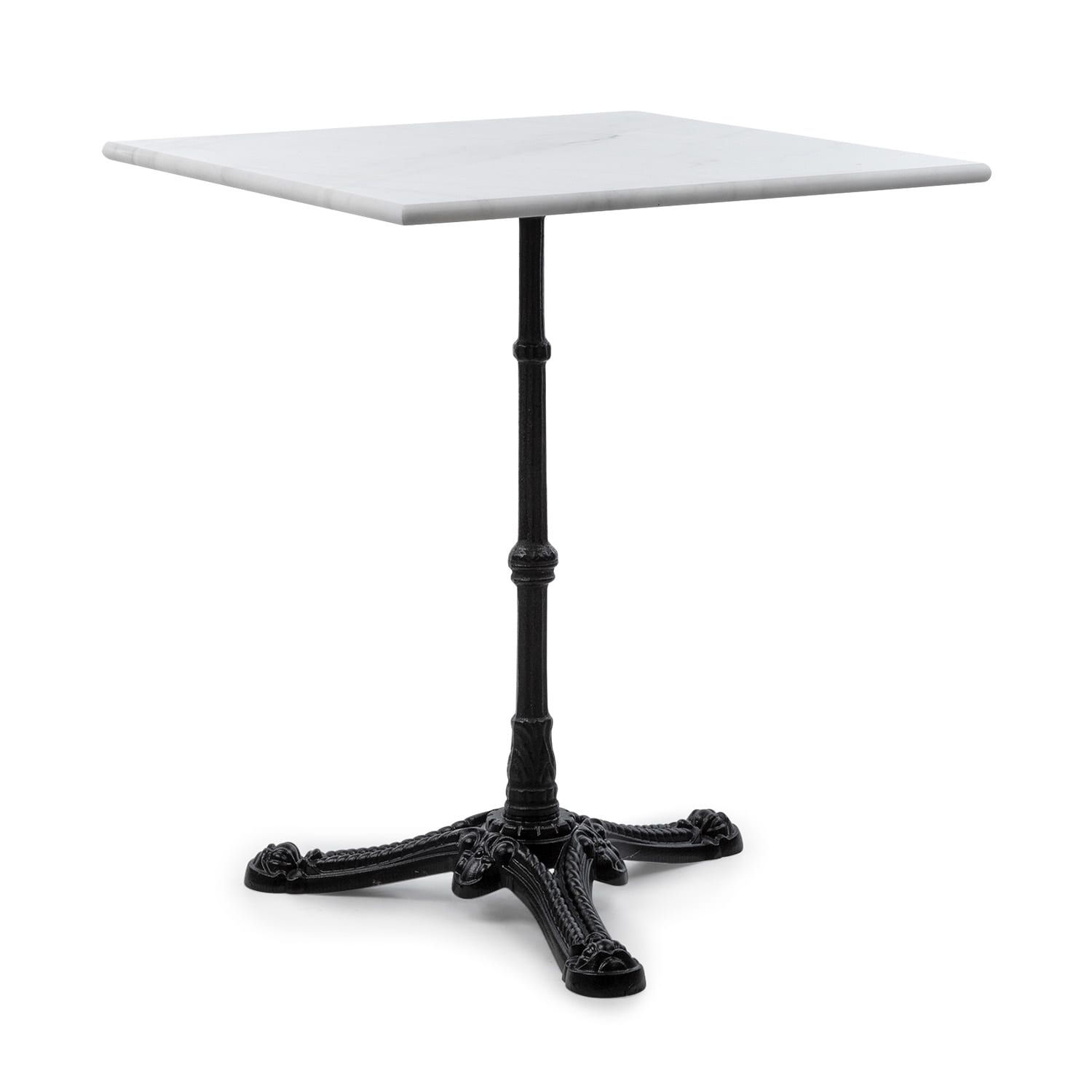 Patras Onyx, stół bistro, styl secesyjny, marmur, 60 × 60 cm, wysokość: 72 cm, trójnożna podstawa Voet, hoekig