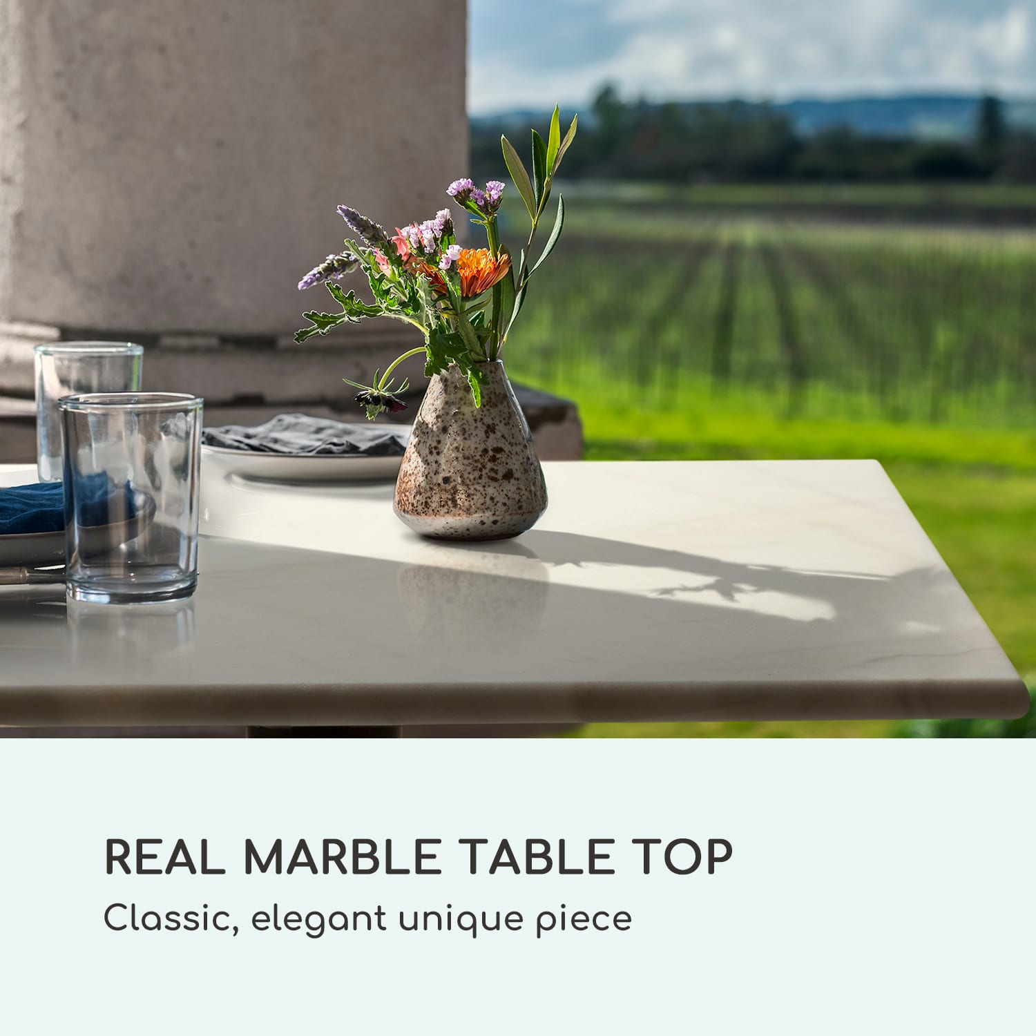 Patras Onyx, bistro stol, u stilu secesije, mramor, 60 × 60 cm, visina: 72 cm, okrugli Noga, okrugla