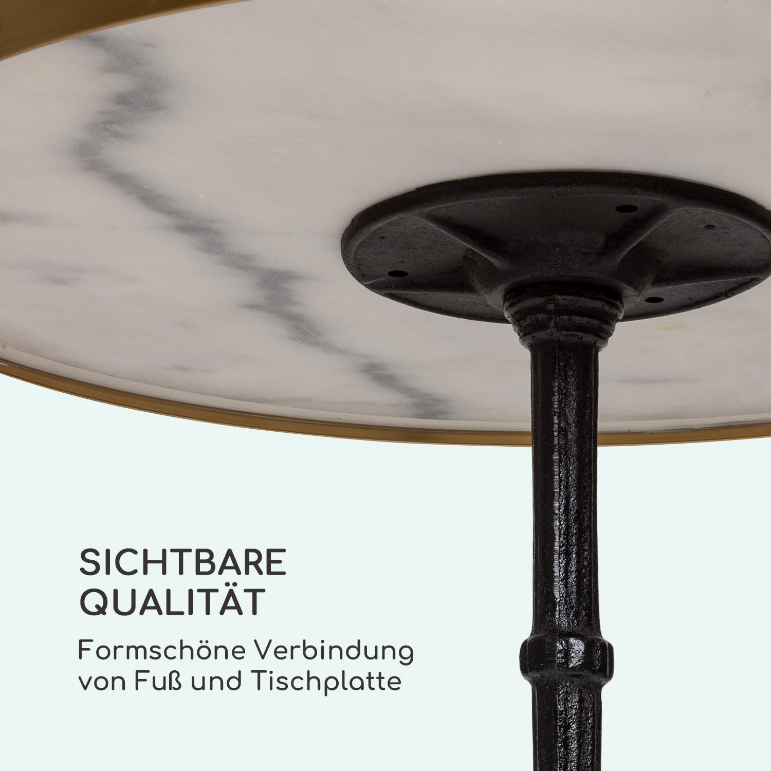 Patras Lux Bistro-Tisch mit Dreifuß Marmortisch Ø: 57,5 cm Höhe: 72 cm Schwarz / Weißer Marmor