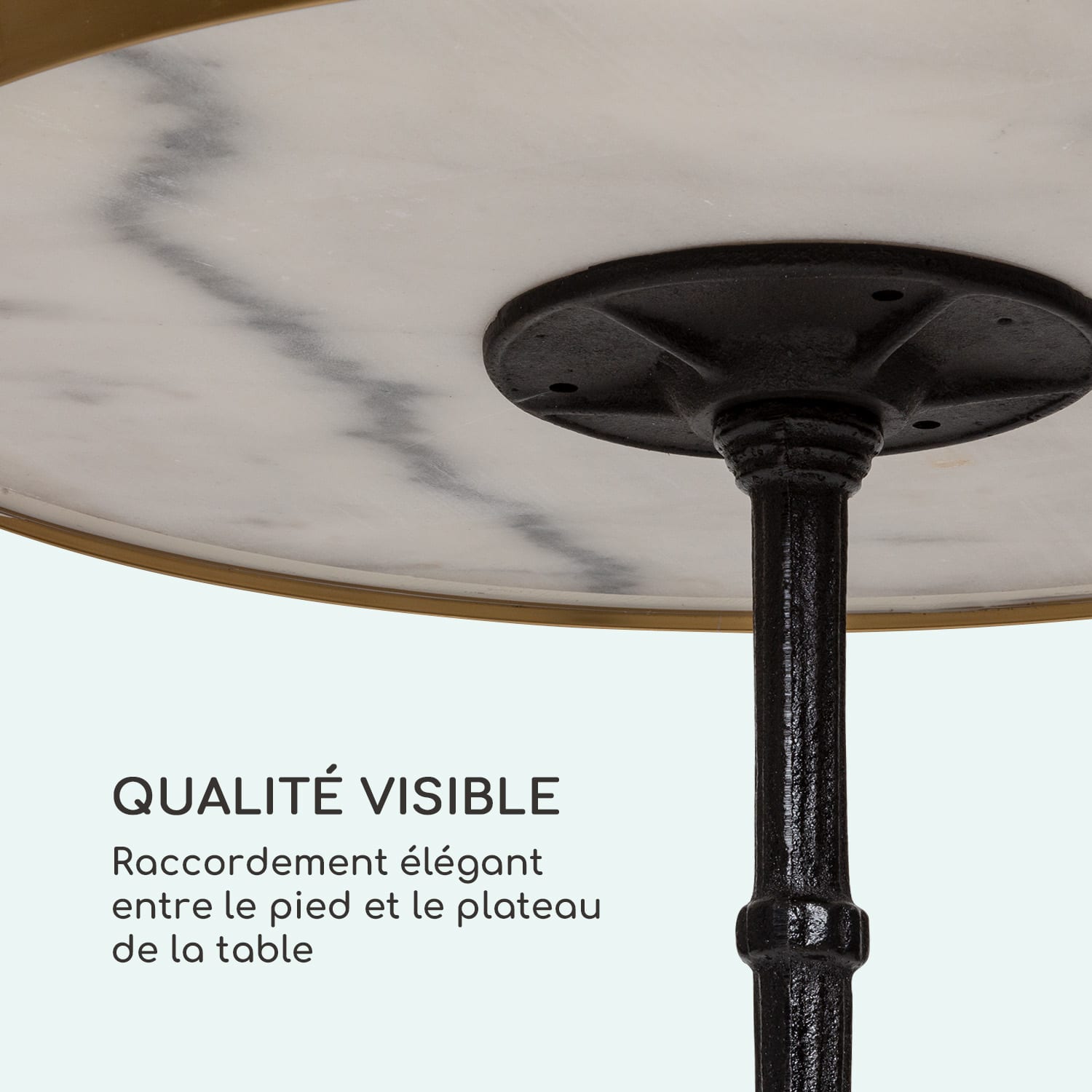 Patras Lux Table bistro avec trépied Table en marbre Ø : 57,5 cm Hauteur : 72 cm Noir / Marbre Blanc