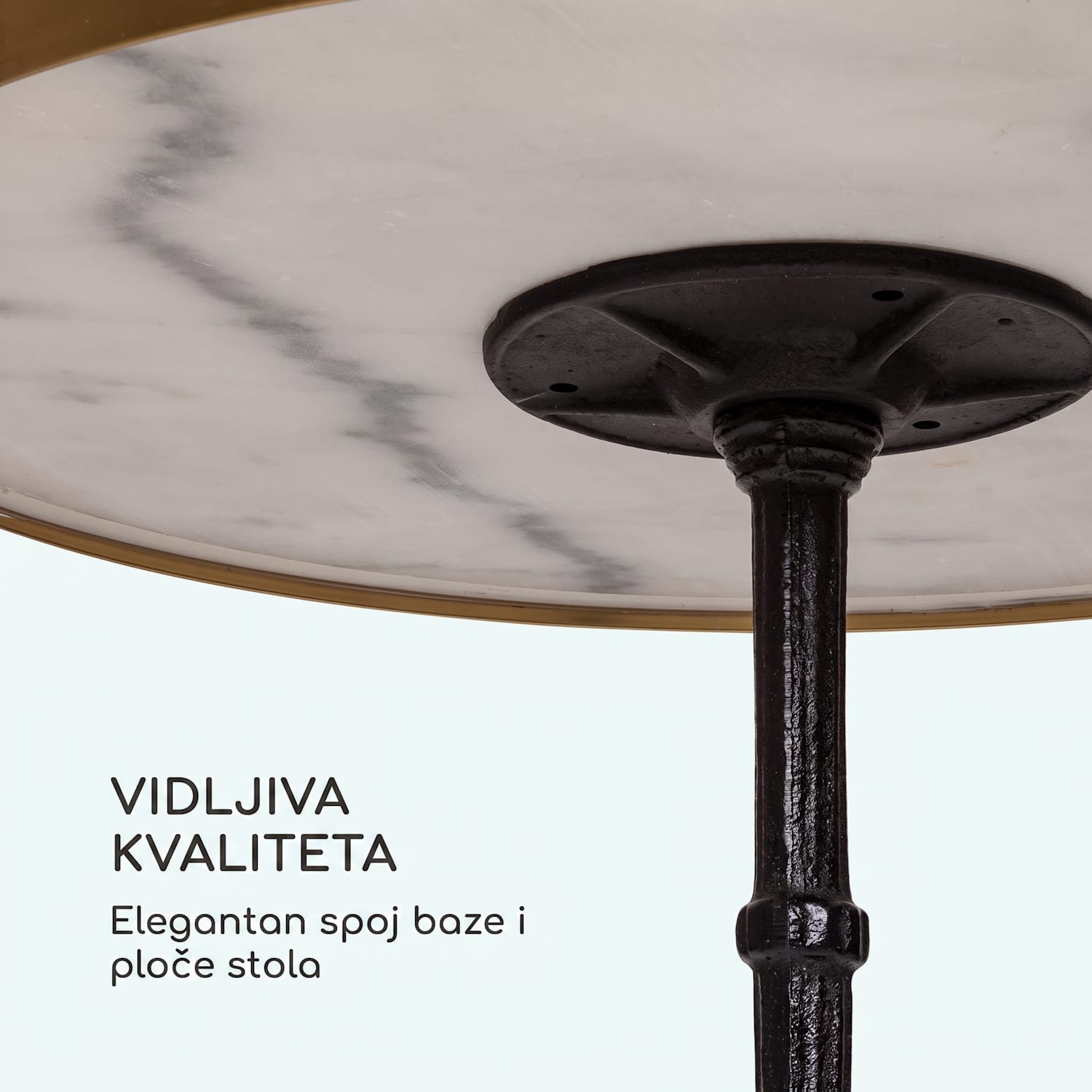 Patras Lux, bistro stol s podnožjem s tri noge, mramorni stol, Ø: 57,5 ​​cm, visina: 72 cm Crna / bijela mramor