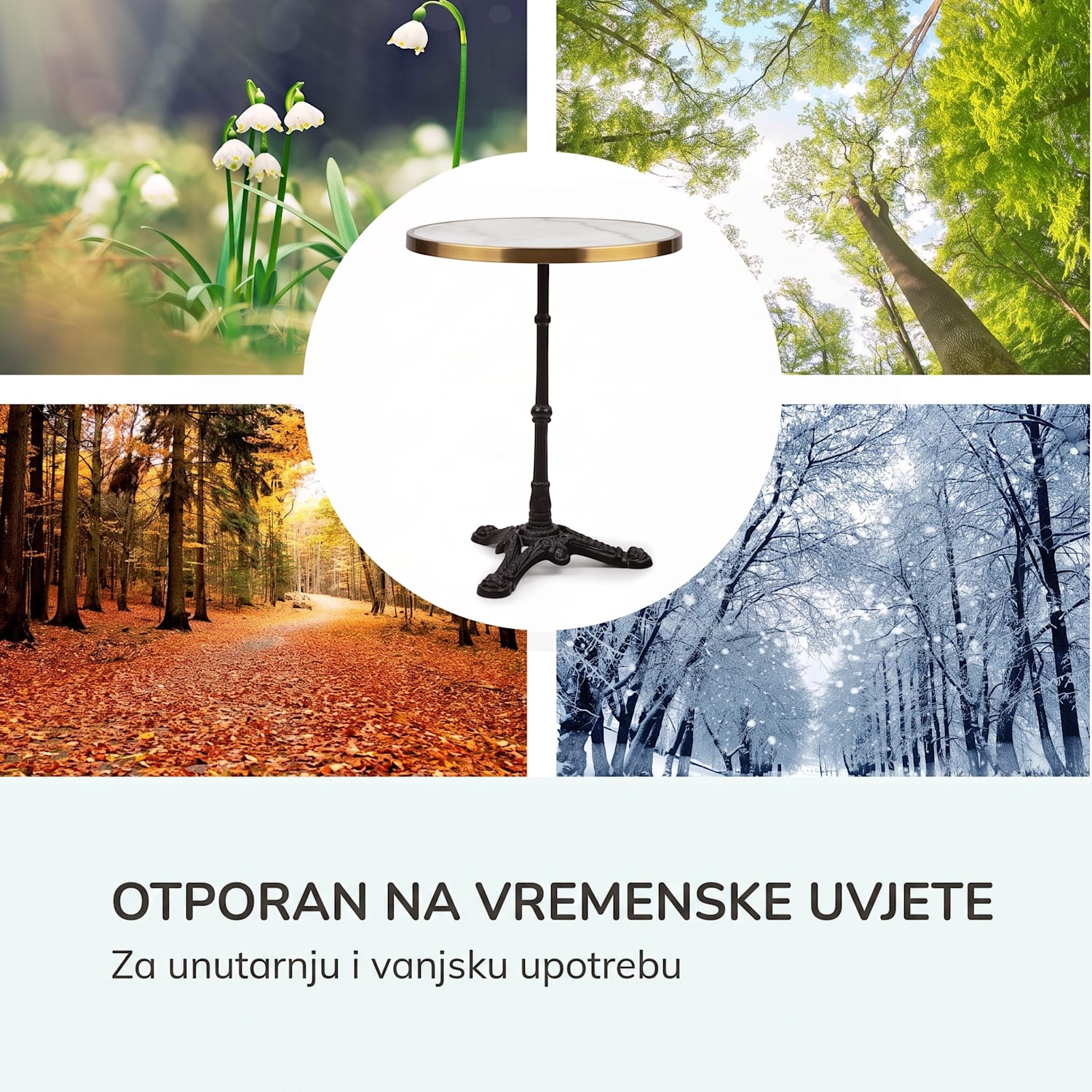 Patras Lux, bistro stol s podnožjem s tri noge, mramorni stol, Ø: 57,5 ​​cm, visina: 72 cm Crna / bijela mramor