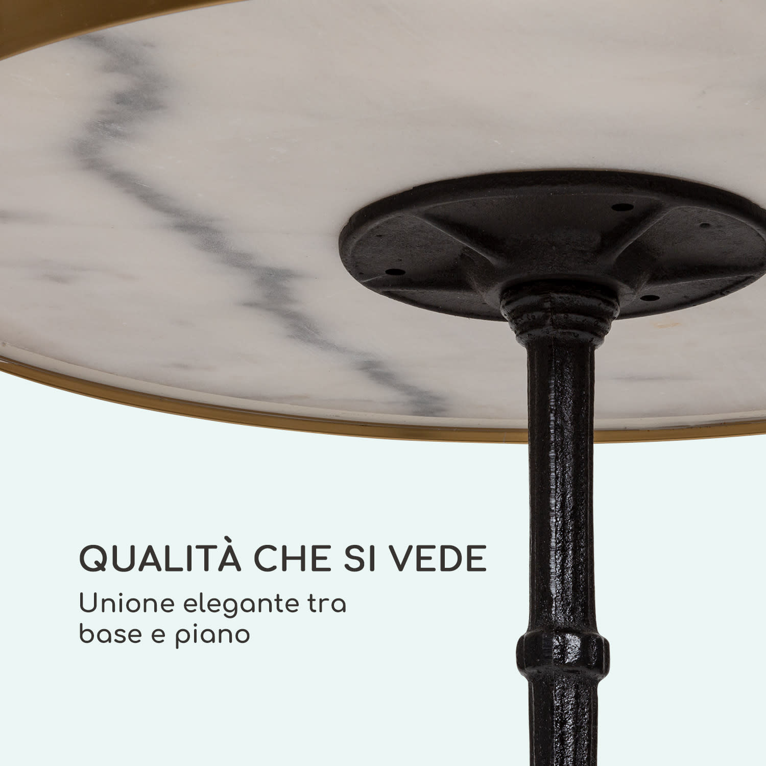 Patras Lux - Tavolino da bistrò con tre gambe d'appoggio, piano in marmo Ø: 57,5 cm, altezza: 72 cm Nero / Bianco marmo