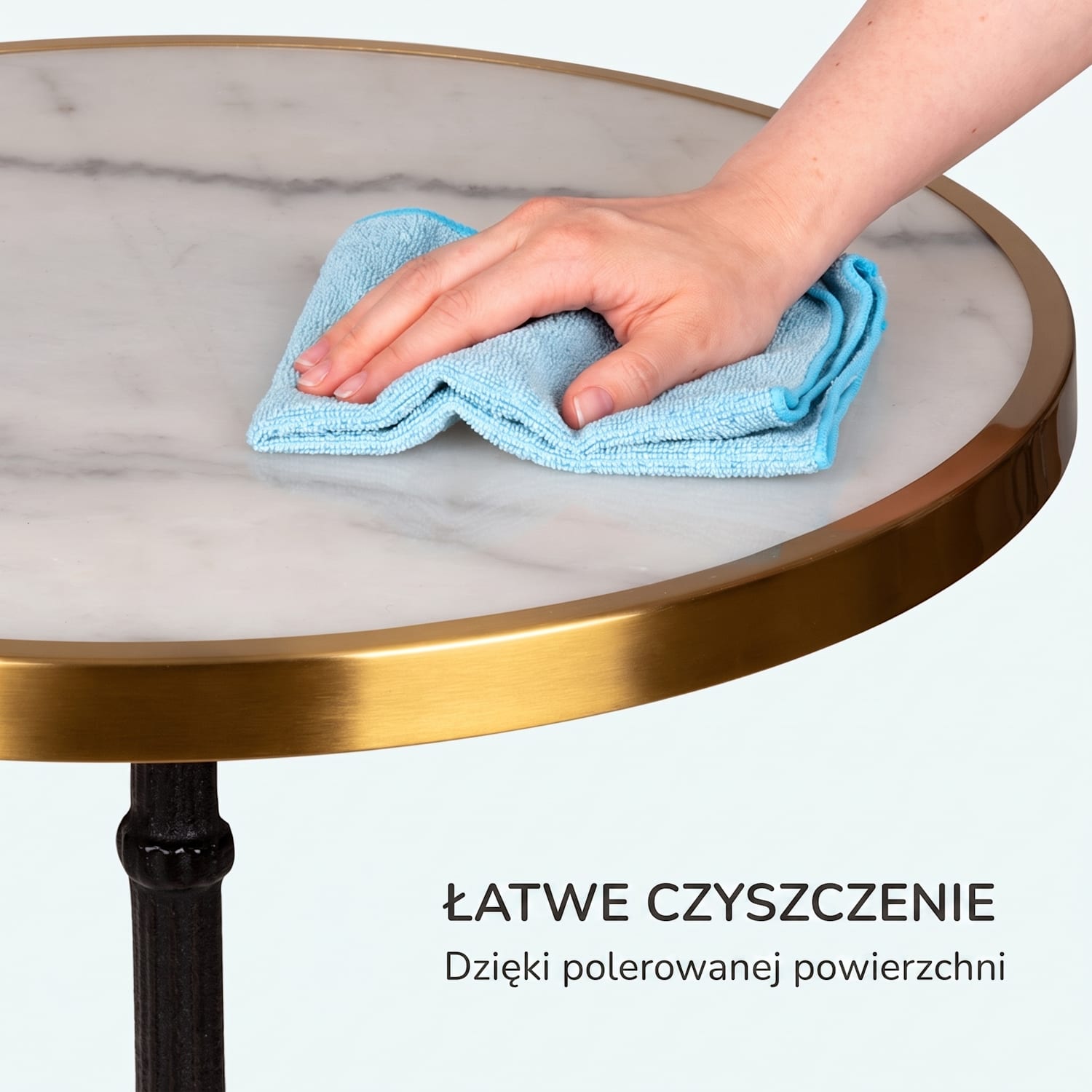 Patras Lux, stół bistro z podstawą na trzech nogach, stół marmurowy, Ø: 57, 5 cm, wysokość: 72 cm Czarny / Biały Marmur