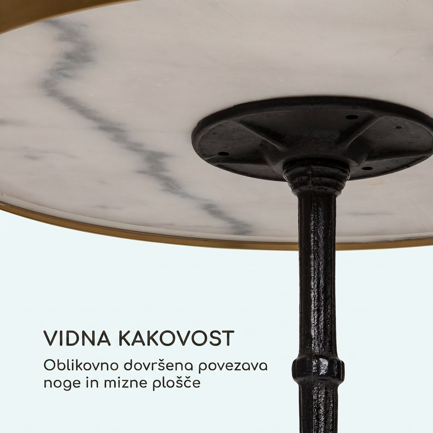Patras Lux, bistro miza s podnožjem na treh nogah, marmornata miza, Ø: 57,5 cm, višina: 72 cm Črna / bela marmorna