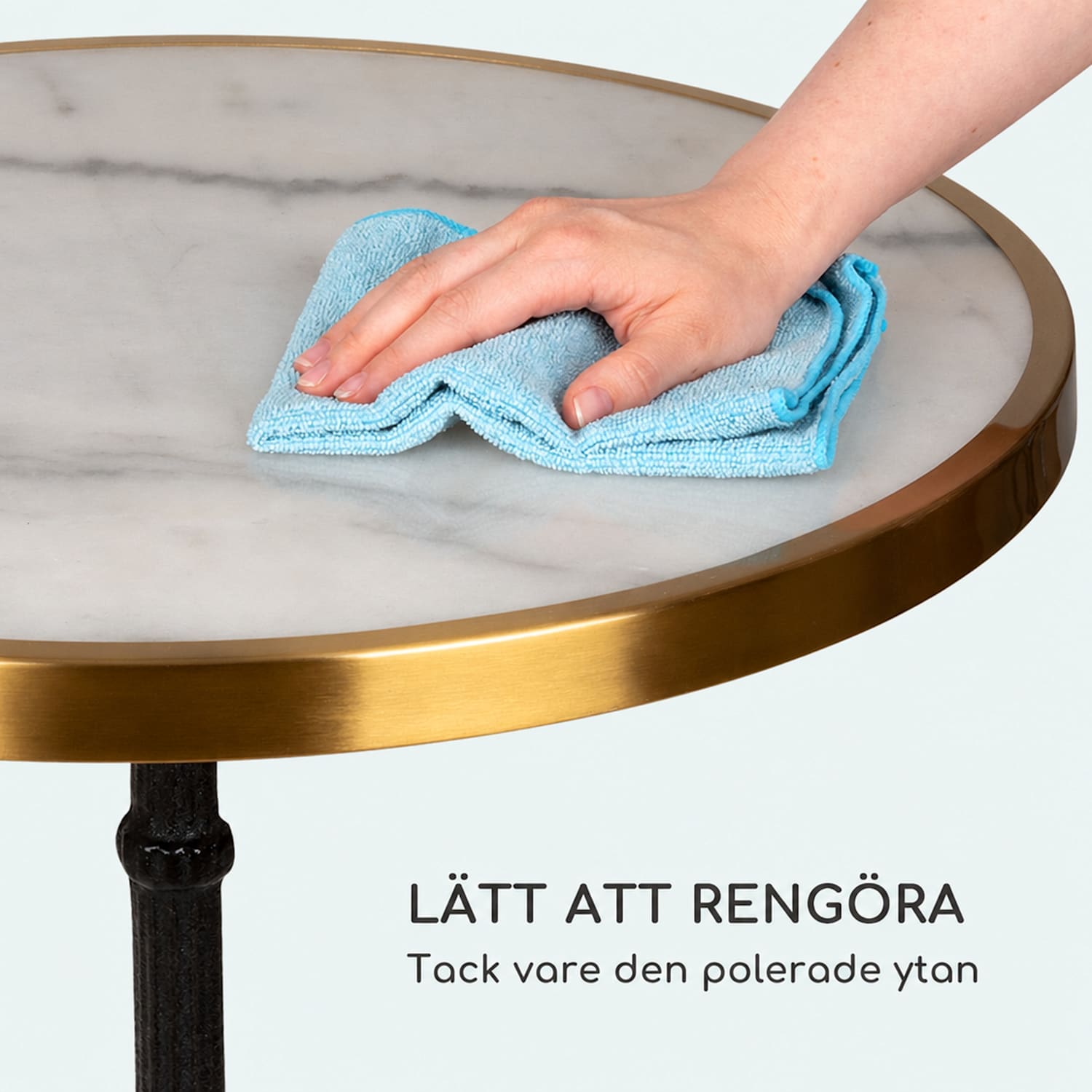 Patras Lux Bistrobord med fot med tre ben marmorbord Ø: 57,5 cm Höjd: 72 cm Svart / Vit Marmor