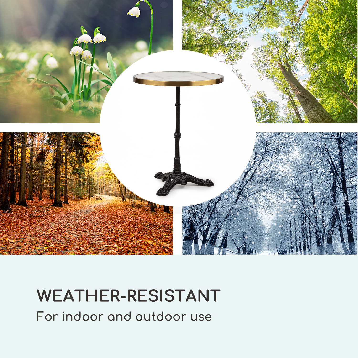 Patras Lux, bistro stôl s trojnohým podstavcom, mramorový stôl, Ø: 57,5 cm, výška: 72 cm Čierna / biely mramor