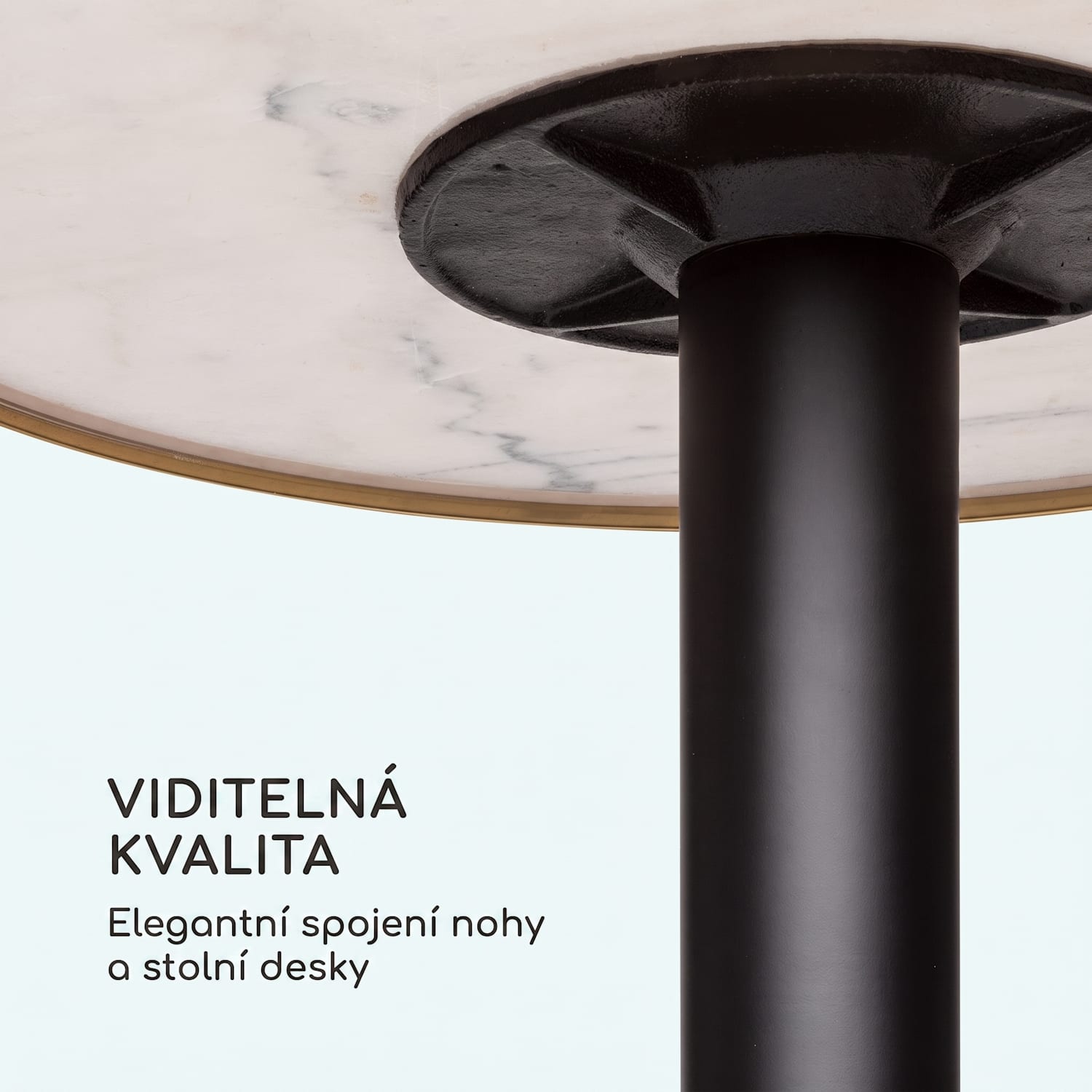 Patras Jewel, mramorový stolek, secesní styl, Ø57,5cm, v:75cm, litinový stojan Černá / bílý mramor