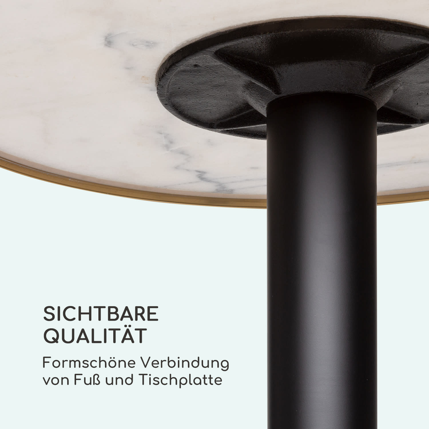 Patras Jewel Marmor-Tisch Jugendstil Ø: 57,5 cm H: 75 cm Gusseiserner Standfuß Schwarz / Weißer Marmor