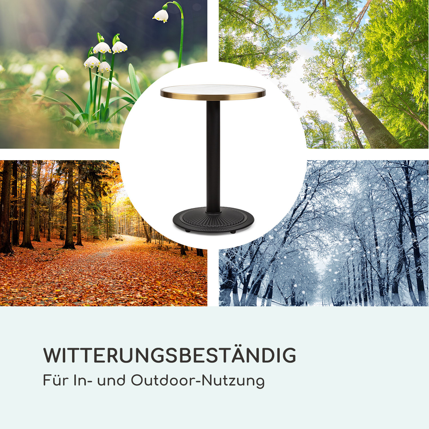 Patras Jewel Marmor-Tisch Jugendstil Ø: 57,5 cm H: 75 cm Gusseiserner Standfuß Schwarz / Weißer Marmor