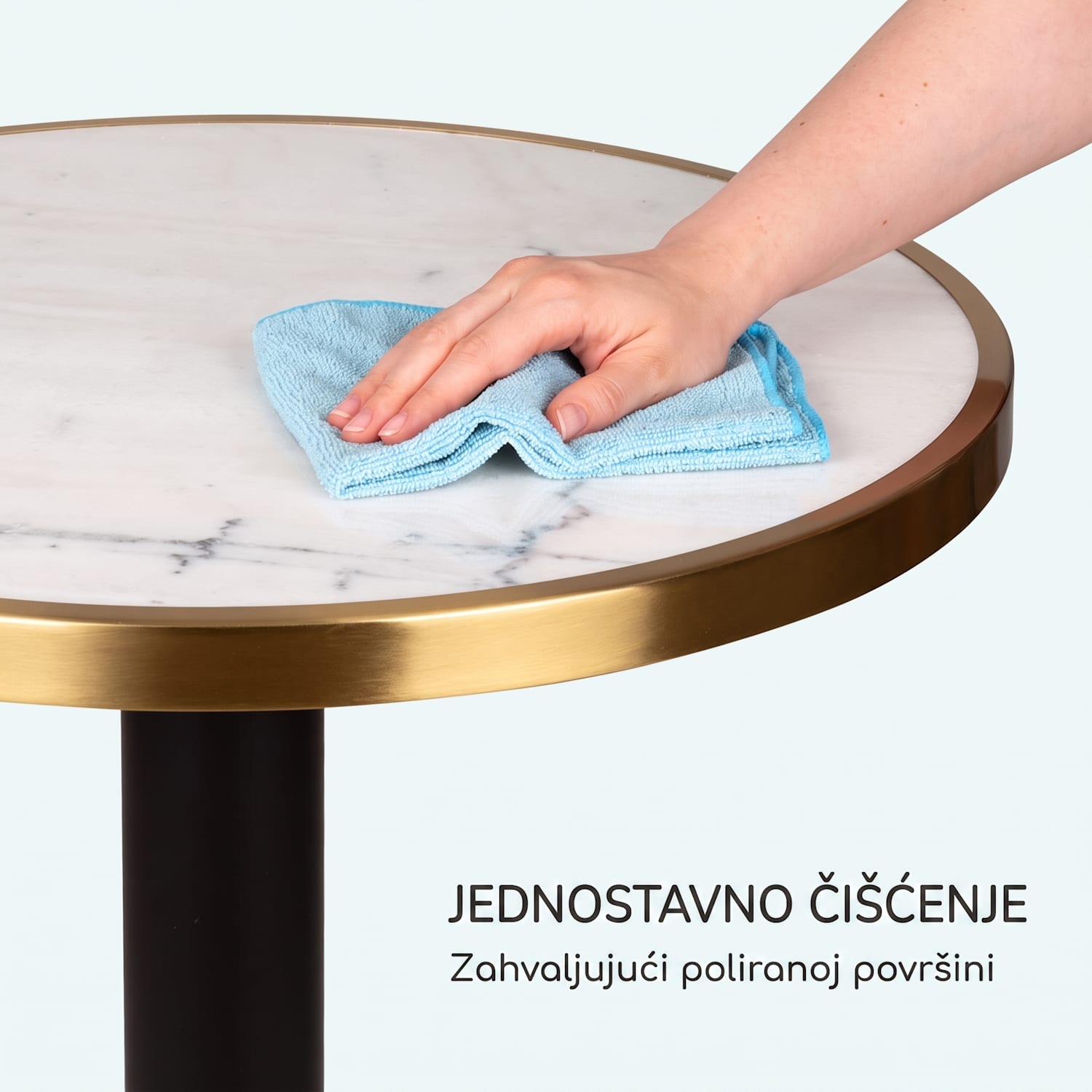 Patras Jewel, mramorni stol, u stilu secesije, Ø: 57,5 ​​cm, visina: 75 cm, postolje od lijevanog željeza Crna / bijela mramor