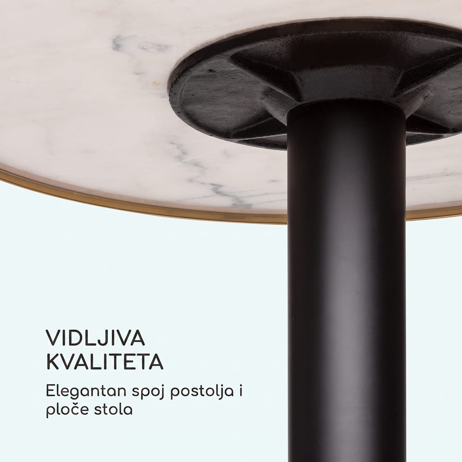 Patras Jewel, mramorni stol, u stilu secesije, Ø: 57,5 ​​cm, visina: 75 cm, postolje od lijevanog željeza Crna / bijela mramor
