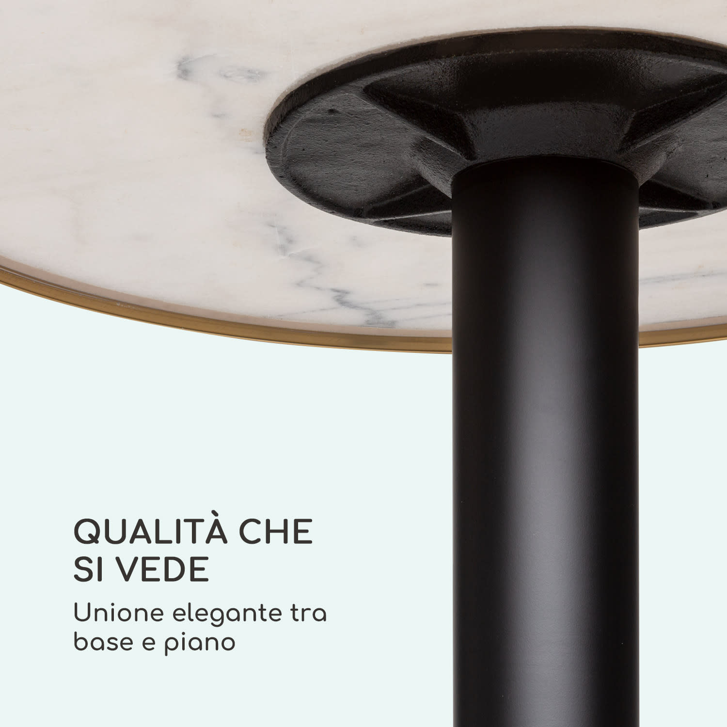 Patras Jewel - Tavolo di marmo, art nouveau, Ø: 57,5 cm, altezza: 75 cm, ghisa, base d'appoggio Nero / Bianco marmo