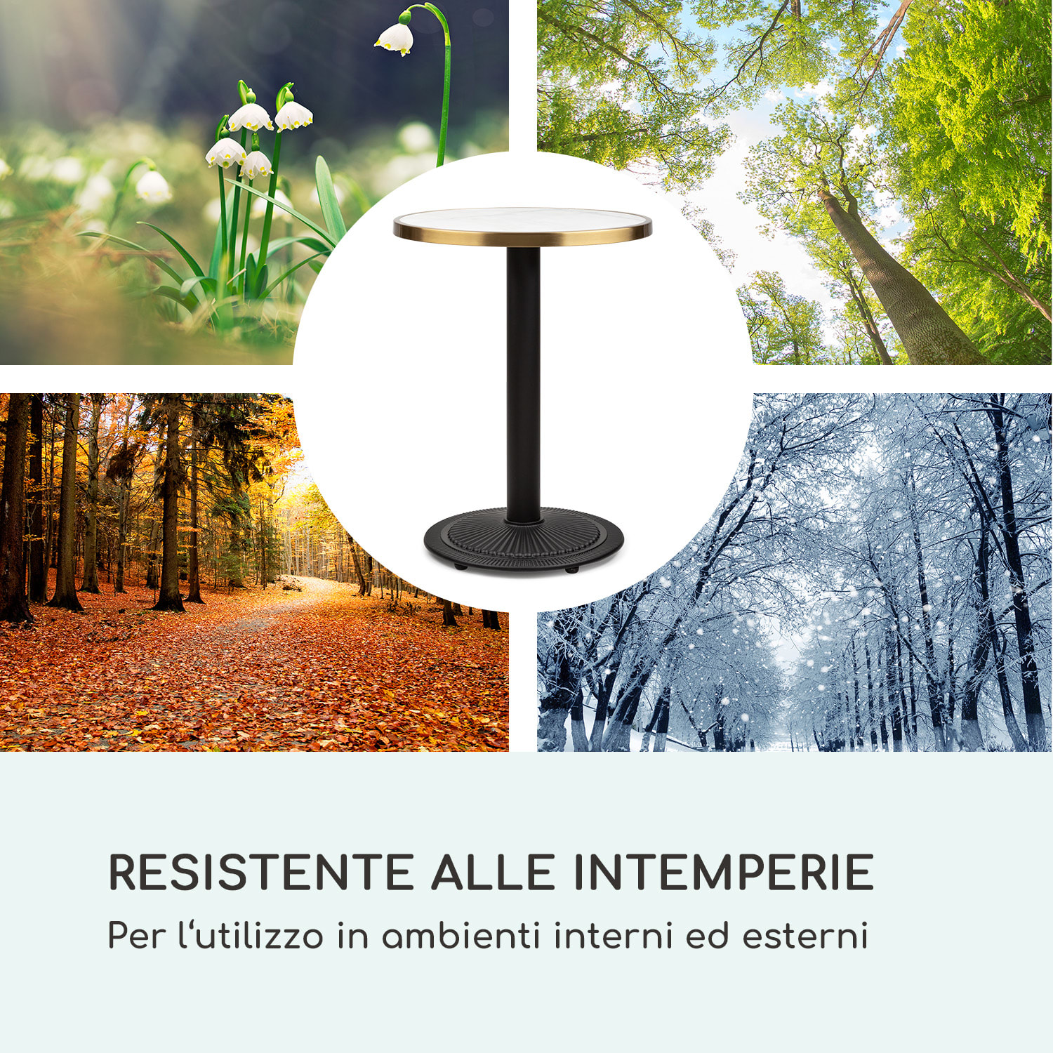 Patras Jewel - Tavolo di marmo, art nouveau, Ø: 57,5 cm, altezza: 75 cm, ghisa, base d'appoggio Nero / Bianco marmo